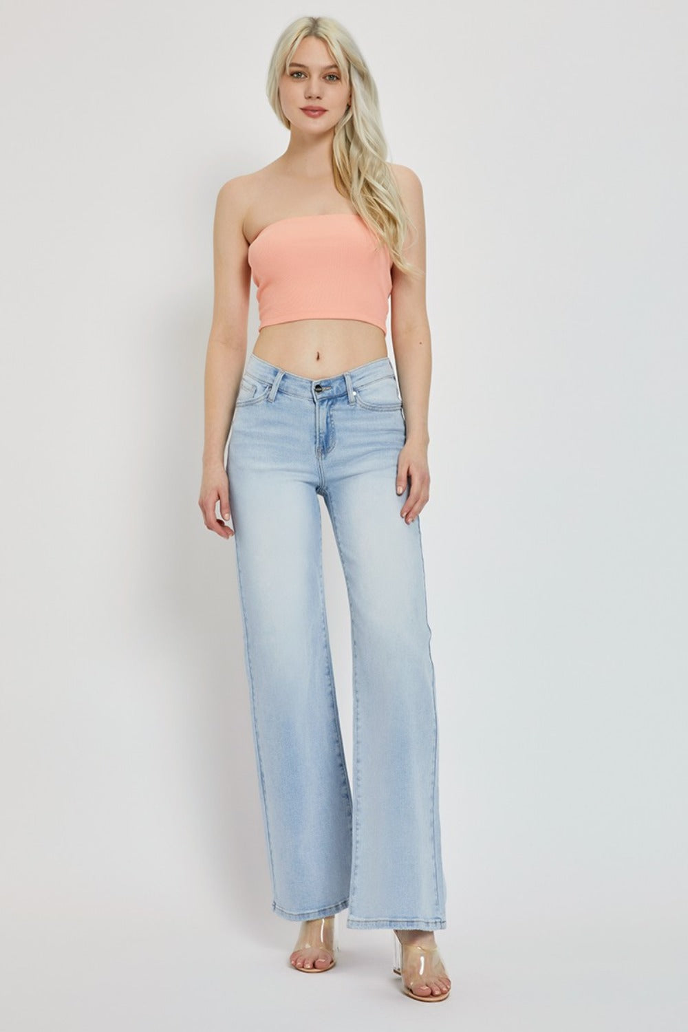 RISEN Full Size Wide Leg V Dipped Front Waist Jeans-BOTTOMS SIZES SMALL MEDIUM LARGE-[Adult]-[Female]-2022 Online Blue Zone Planet