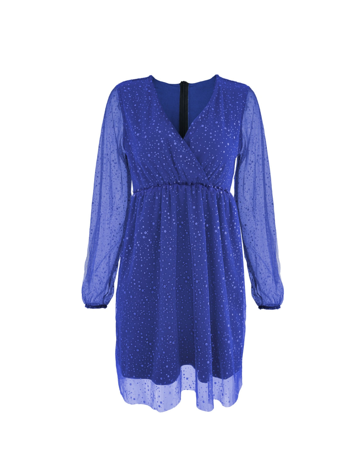 Surplice Balloon Sleeve Mini Dress-TOPS / DRESSES-[Adult]-[Female]-2022 Online Blue Zone Planet