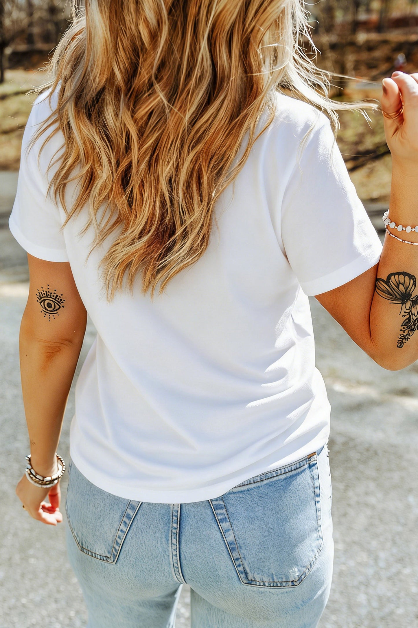 White She Loves Jesus And America Flag Graphic Tee-Graphic/Graphic Tees-[Adult]-[Female]-2022 Online Blue Zone Planet