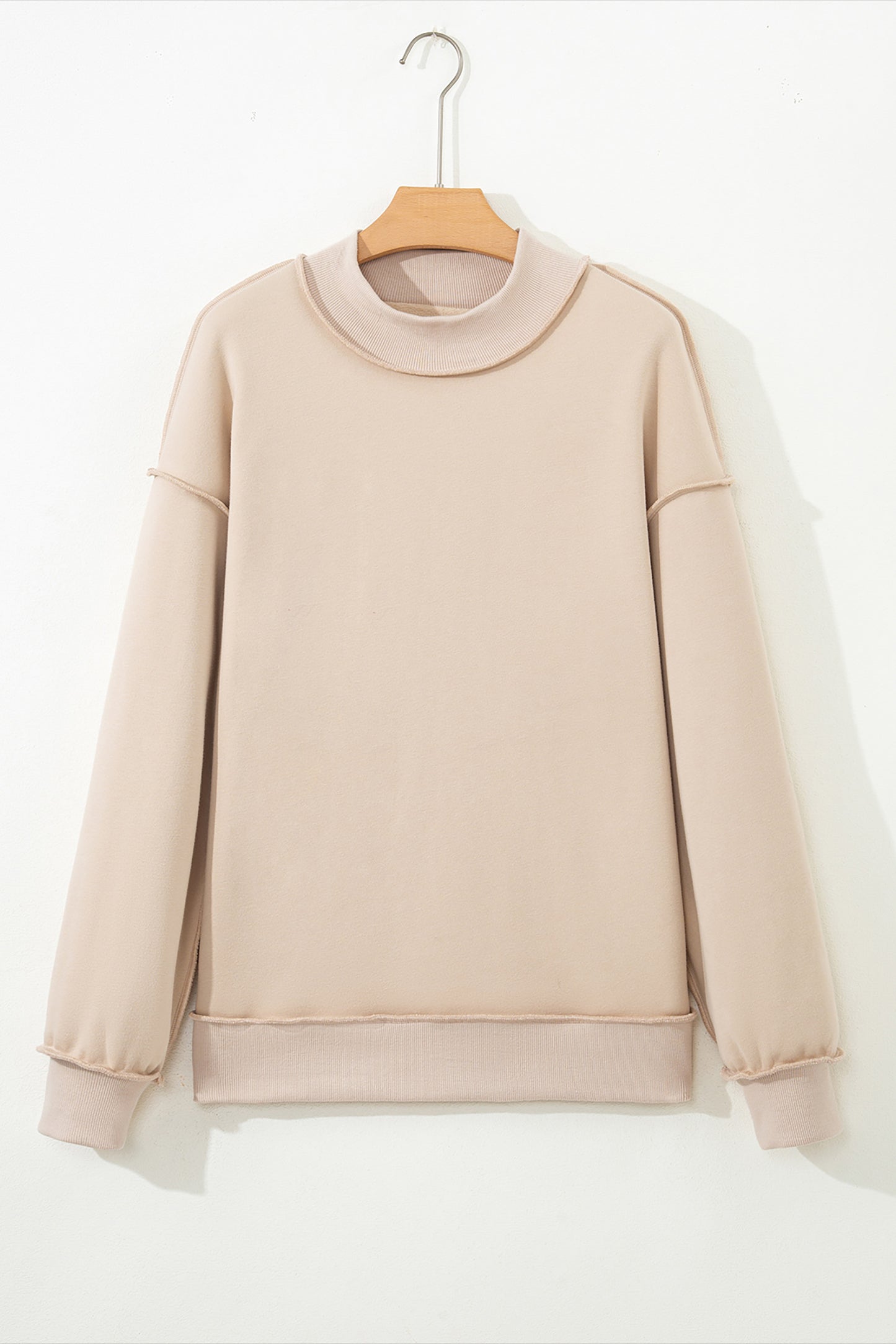 Bright Pink Oversize Drop Shoulder Reversible Mock Neck Sweatshirt-Tops/Sweatshirts & Hoodies-[Adult]-[Female]-2022 Online Blue Zone Planet