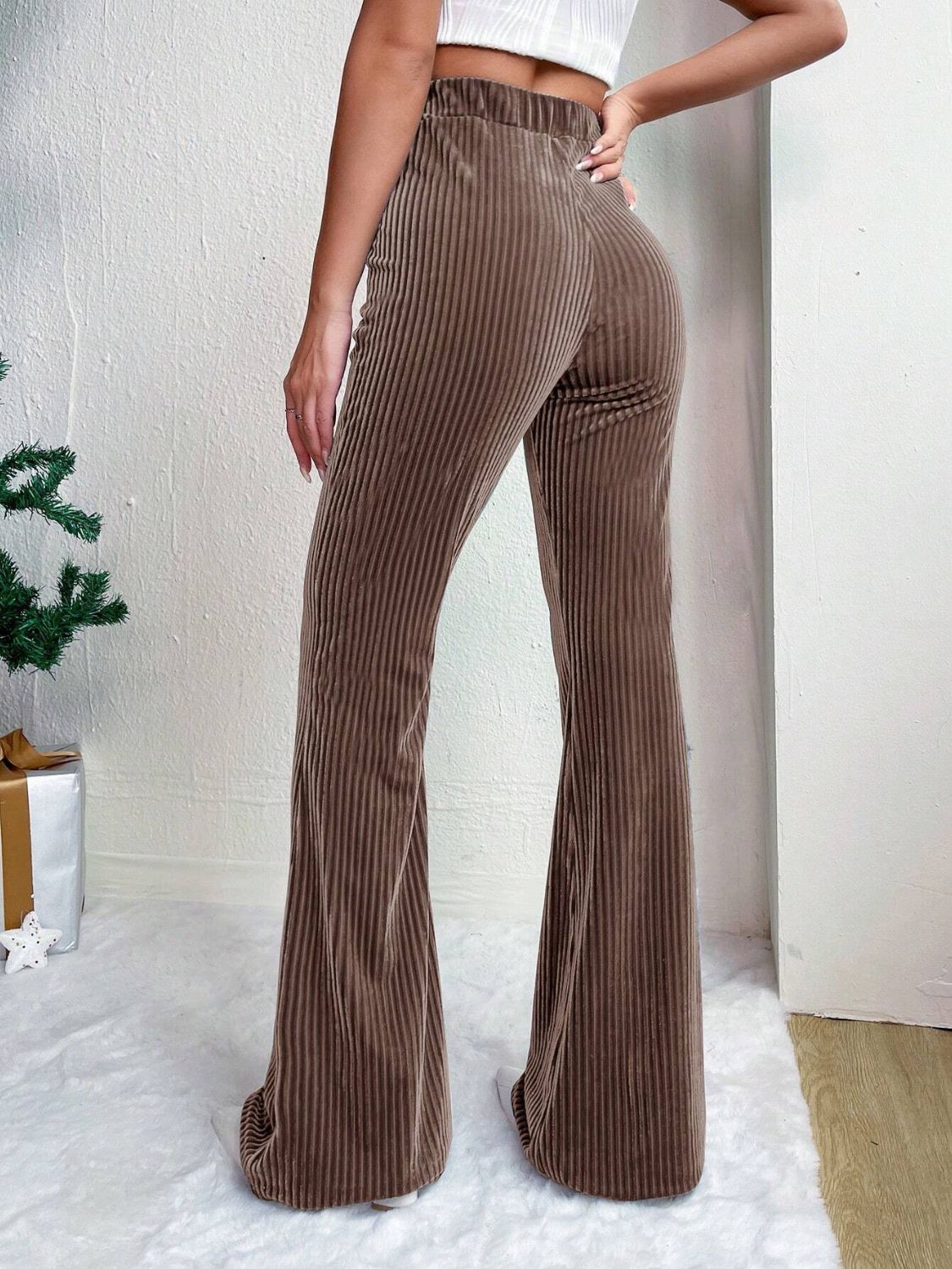 High Waist Flare Pants-BOTTOMS SIZES SMALL MEDIUM LARGE-[Adult]-[Female]-2022 Online Blue Zone Planet