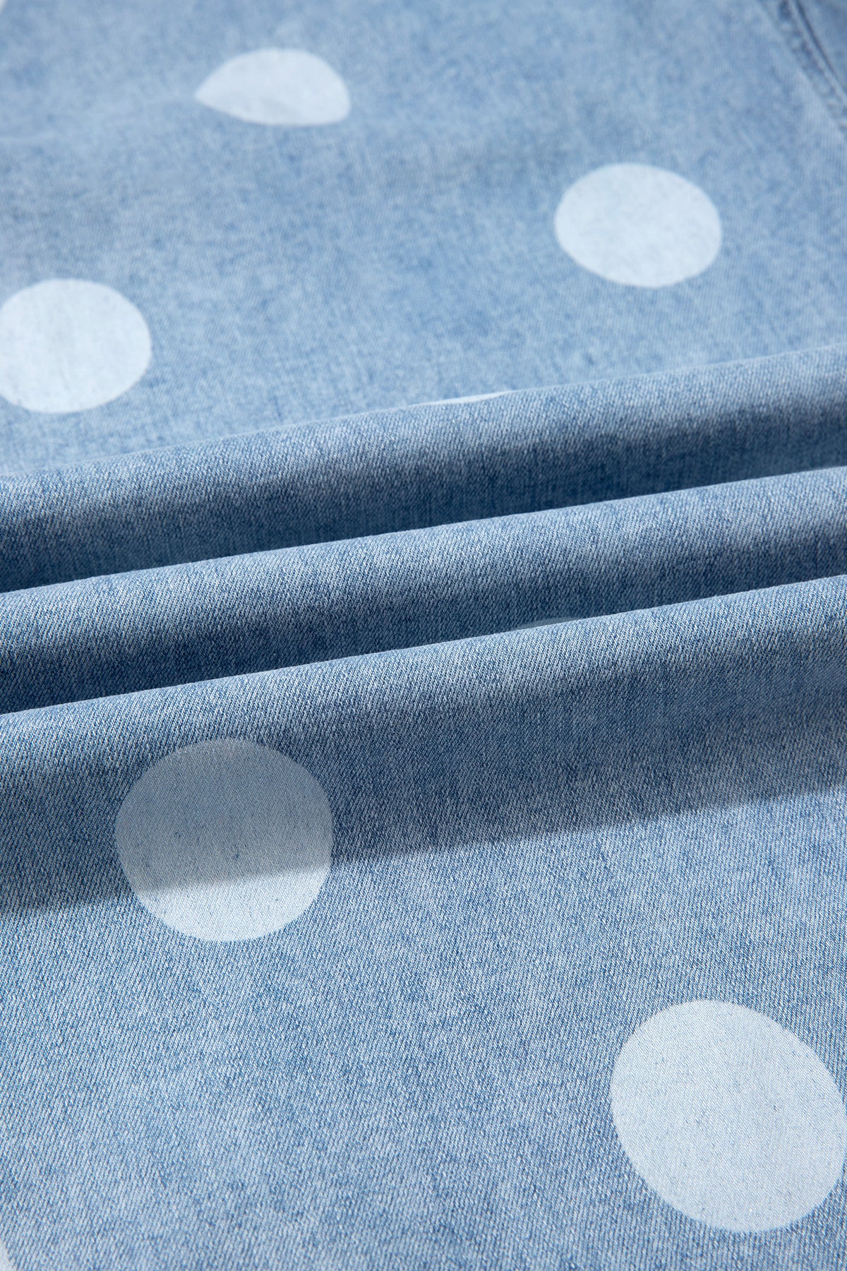 Sky Blue Polka Dot Ankle-Length Metal Button Casual Jeans-Bottoms/Jeans-[Adult]-[Female]-2022 Online Blue Zone Planet
