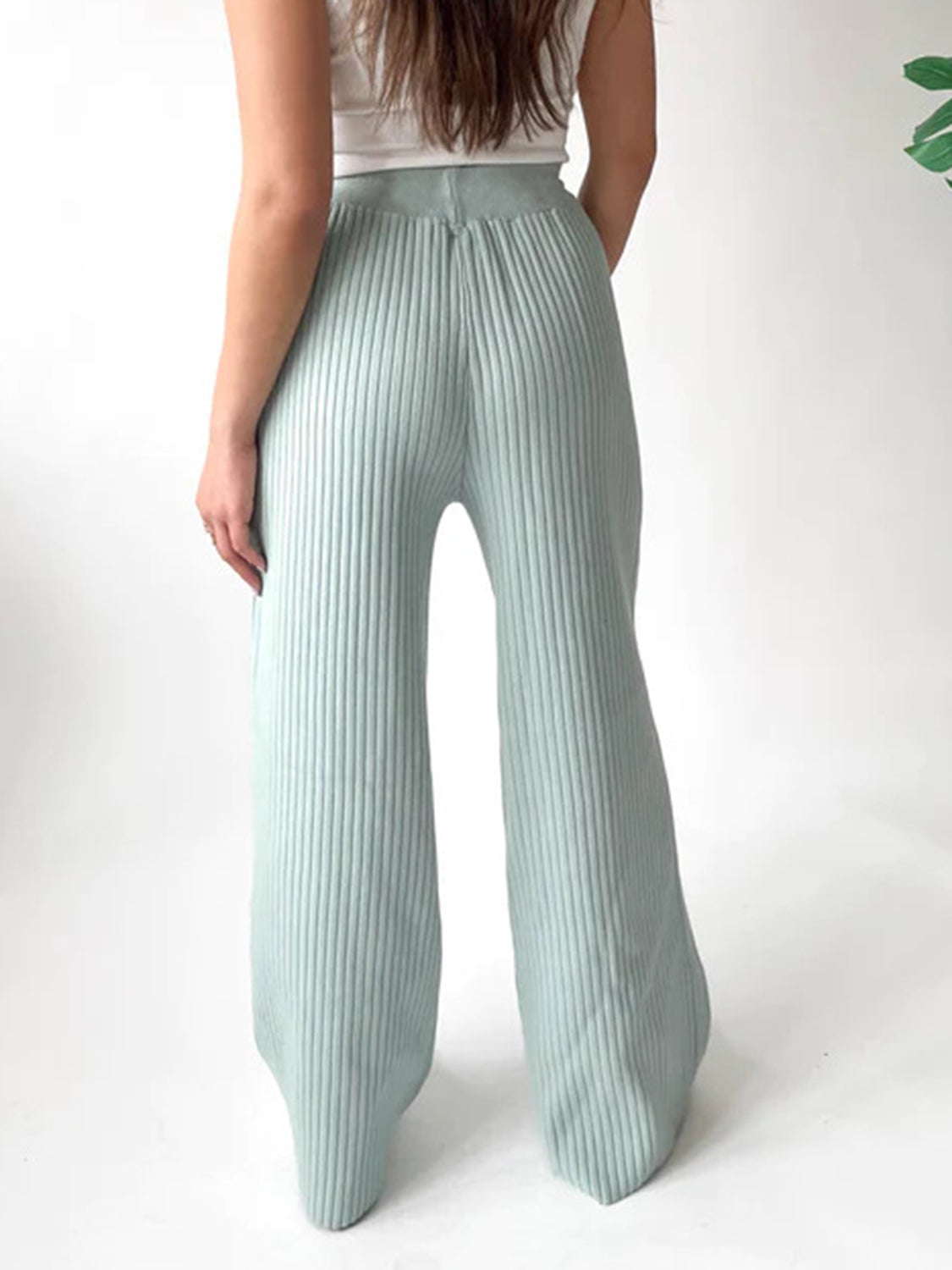 Blue Zone Planet | Ribbed Wide Leg Sweater Pants-BOTTOMS SIZES SMALL MEDIUM LARGE-[Adult]-[Female]-2022 Online Blue Zone Planet