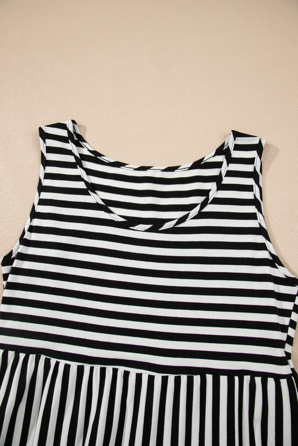 Black Stripe U Neck Sleeveless Loose Fit Mini Dress-TOPS / DRESSES-[Adult]-[Female]-2022 Online Blue Zone Planet