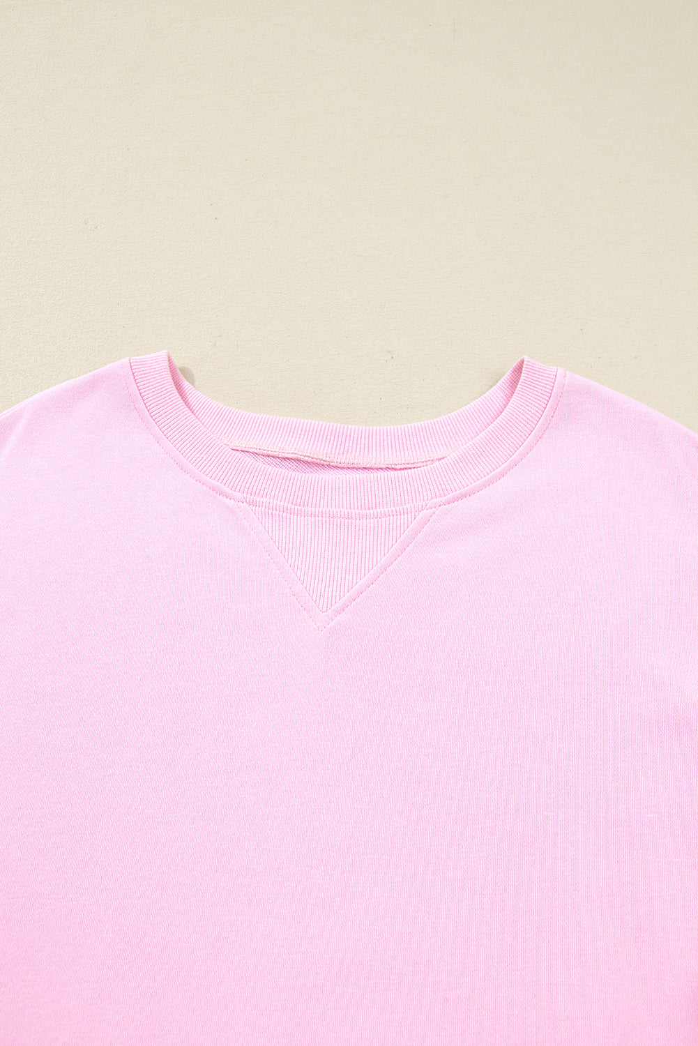 Pink Plus Size Mix Floral Patched Sleeve Ribbed Trim Baggy Sweatshirt-Plus Size/Plus Size Sweatshirts & Hoodies-[Adult]-[Female]-2022 Online Blue Zone Planet