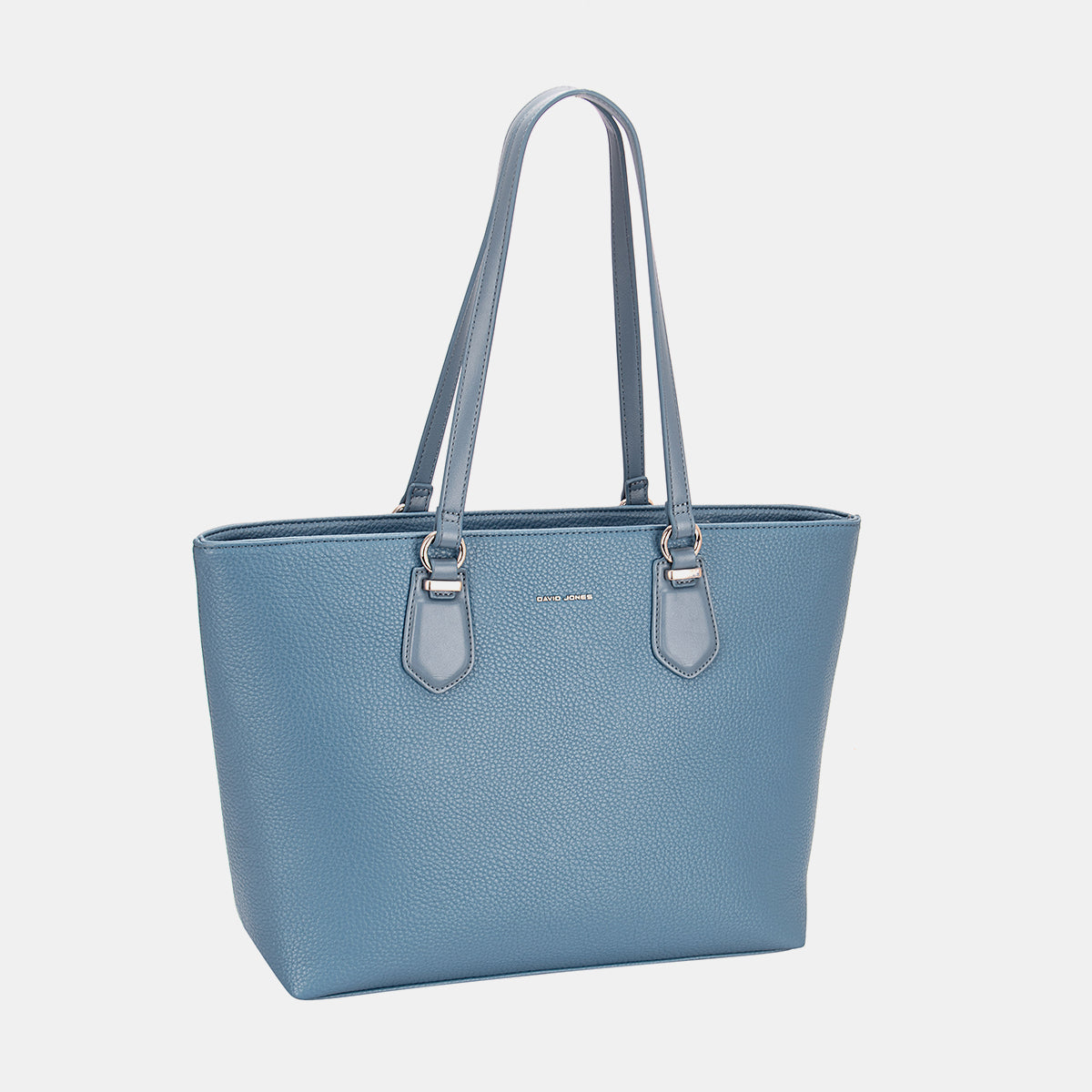 David Jones PU Leather Tote Bag-HANDBAGS-[Adult]-[Female]-Blue-One Size-2022 Online Blue Zone Planet