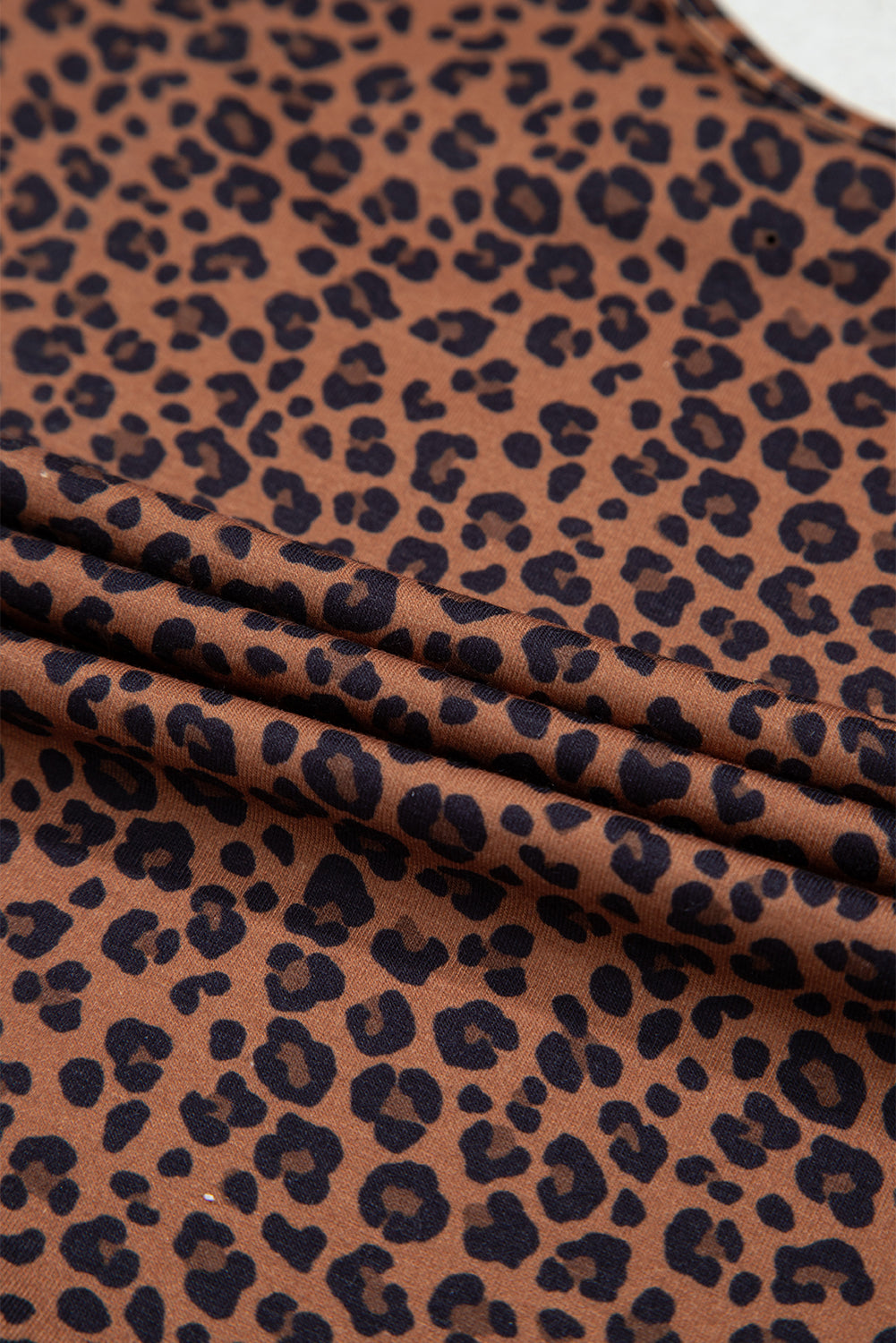 Brown Leopard Printed Sleeveless Scoop Neck Bodysuit-Tops/Bodysuits-[Adult]-[Female]-2022 Online Blue Zone Planet