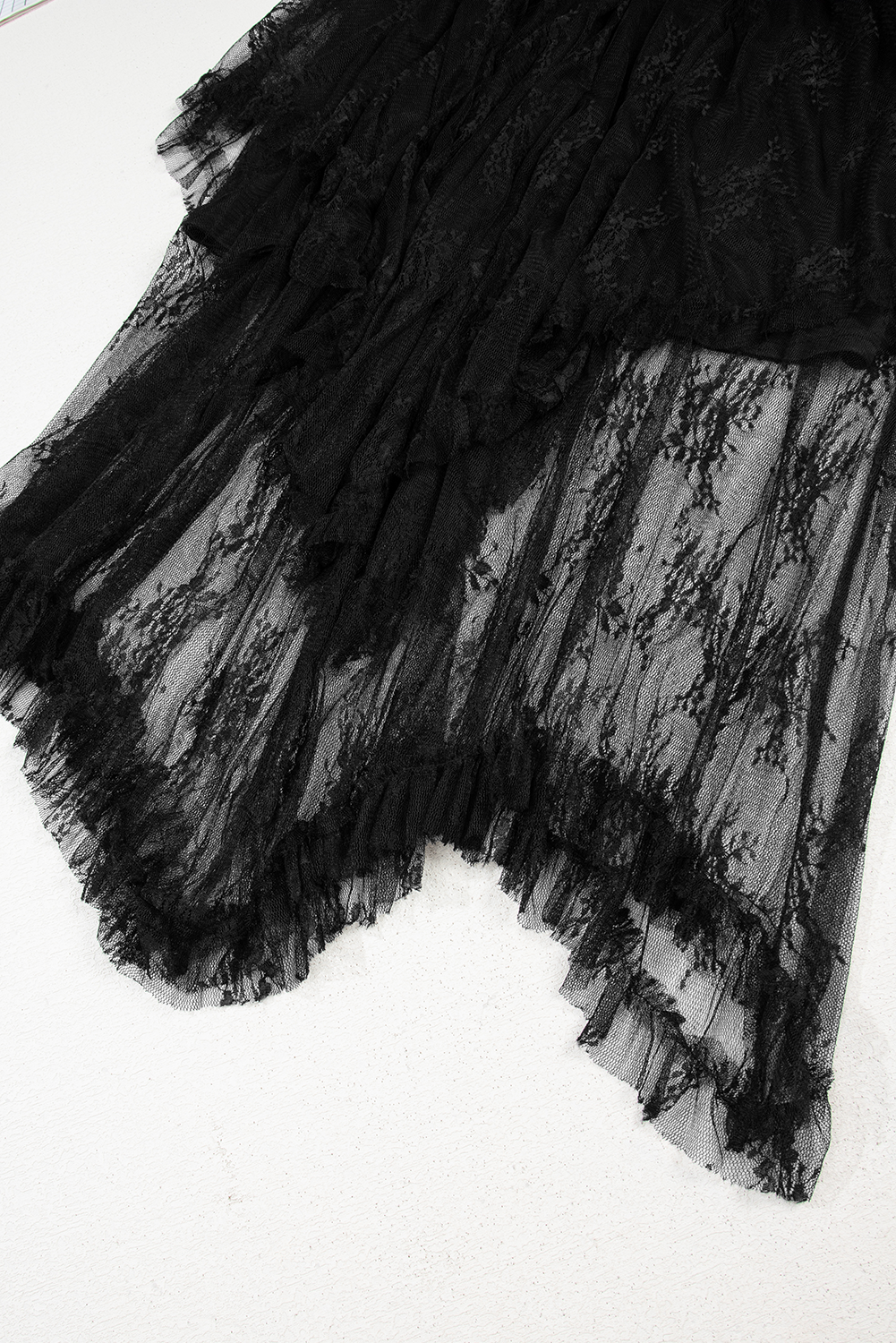 Black Lace Cascading Tiered High Waist Maxi Skirt-Bottoms/Skirts & Petticoat-[Adult]-[Female]-2022 Online Blue Zone Planet