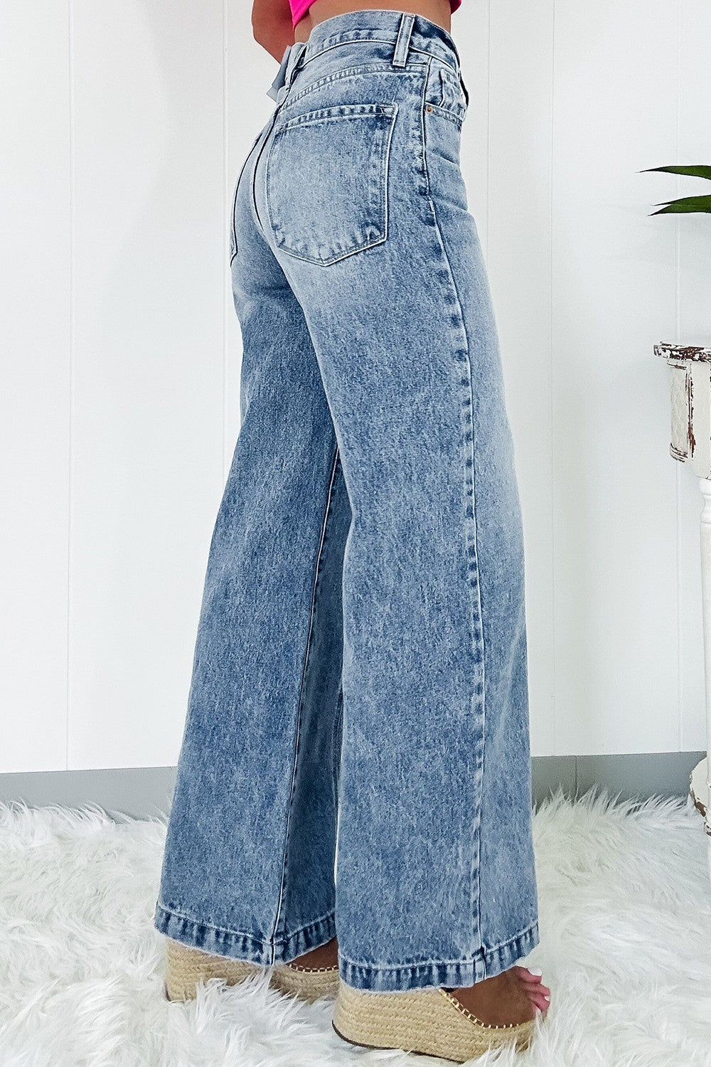 High Waist Wide Leg Jeans-BOTTOMS SIZES SMALL MEDIUM LARGE-[Adult]-[Female]-2022 Online Blue Zone Planet