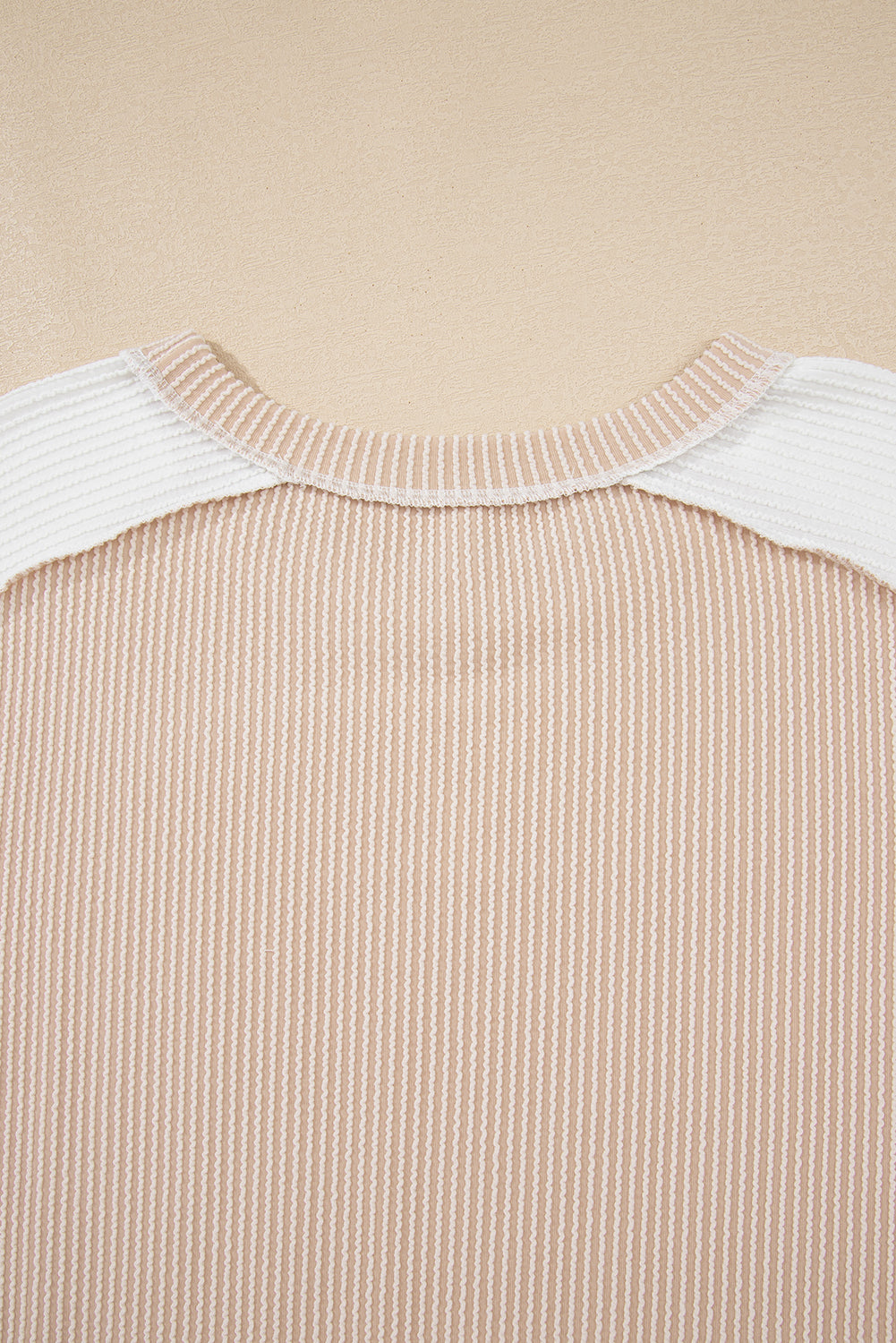 Parchment Twist Rib Colorblock Hi Low Plus Size Short Sleeve Top-Plus Size/Plus Size Tops/Plus Size Tops & Tees-[Adult]-[Female]-2022 Online Blue Zone Planet