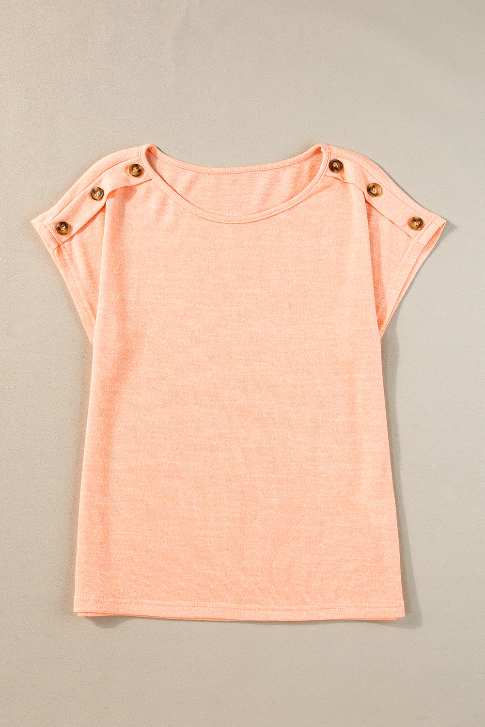 Apricot Pink Button Detail Batwing Sleeve Casual Tee-Tops/Tops & Tees-[Adult]-[Female]-2022 Online Blue Zone Planet