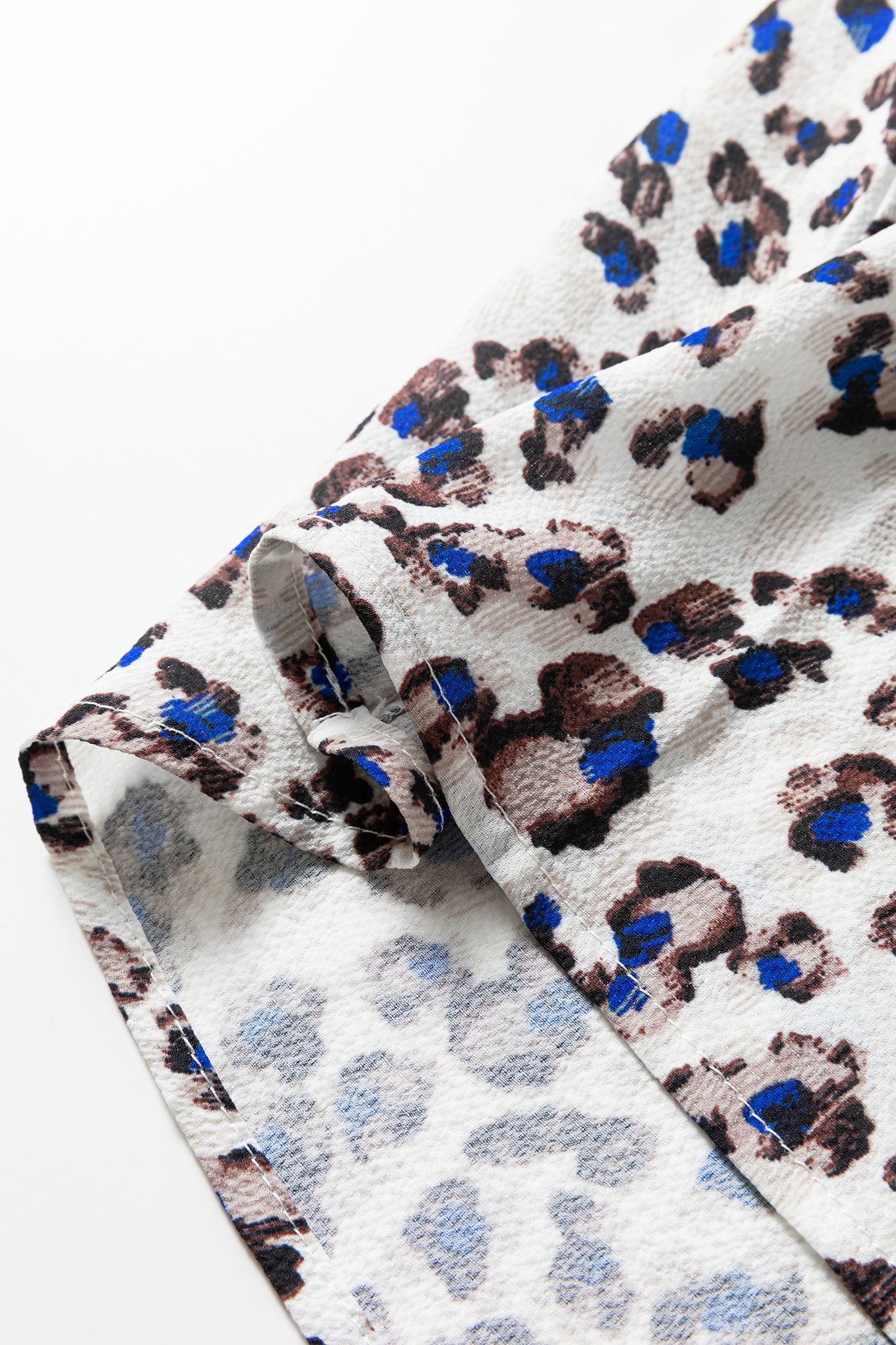 Multicolour Leopard Print V Neck Button Detail Long Sleeve Mini Dress-TOPS / DRESSES-[Adult]-[Female]-2022 Online Blue Zone Planet