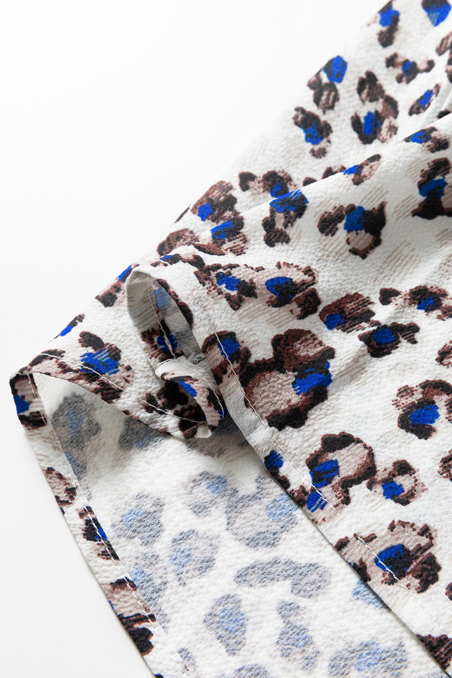 Multicolour Leopard Print V Neck Button Detail Long Sleeve Mini Dress-TOPS / DRESSES-[Adult]-[Female]-2022 Online Blue Zone Planet