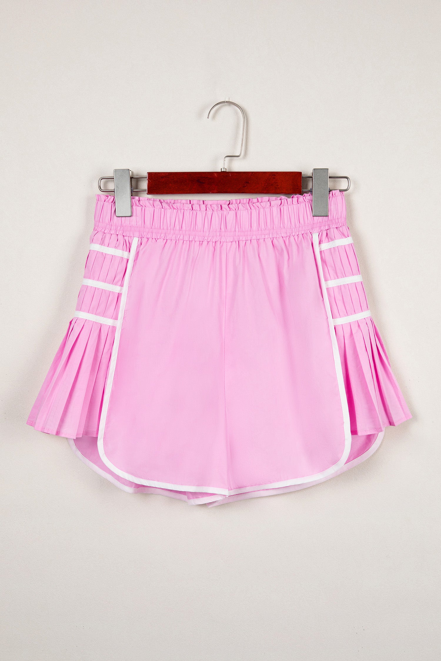Bonbon Contrast Trim Pleated Casual Active Shorts-Bottoms/Casual Shorts-[Adult]-[Female]-2022 Online Blue Zone Planet