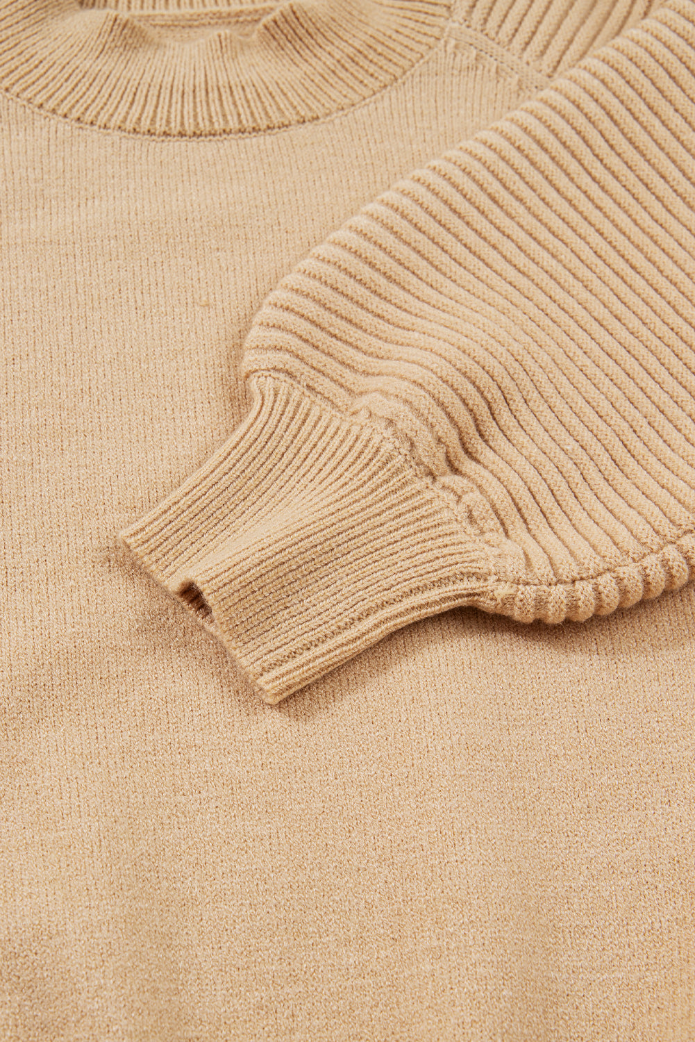 Smoke Gray High Neck Puff Sleeve Sweater Pleated Mini Skirt 2pcs Knitted Outfit-TOPS / DRESSES-[Adult]-[Female]-2022 Online Blue Zone Planet