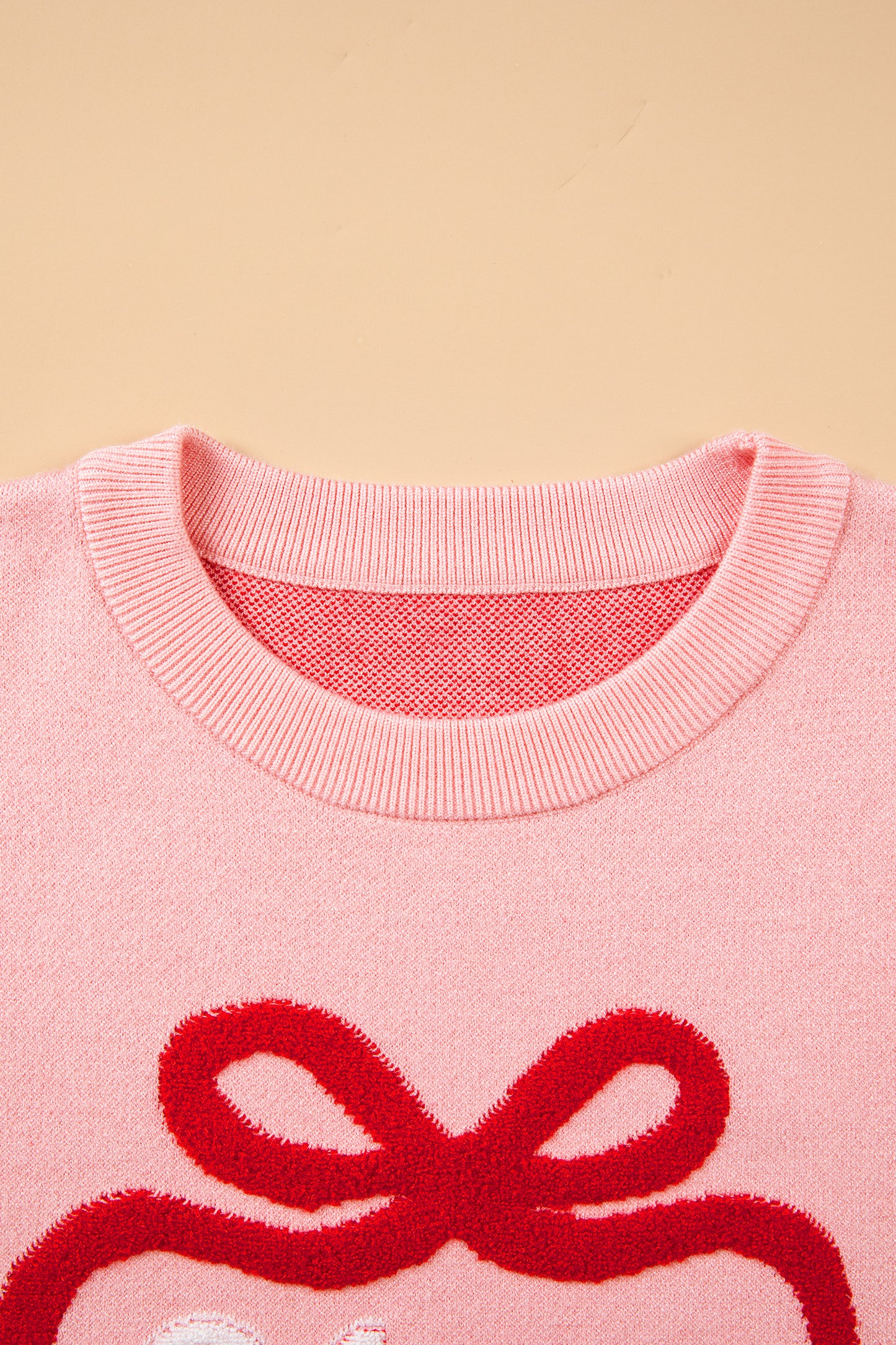 Gossamer Pink Drop Shoulder Round Neck Towel Embroidery Slogan Pullover Sweater-TOPS / DRESSES-[Adult]-[Female]-2022 Online Blue Zone Planet