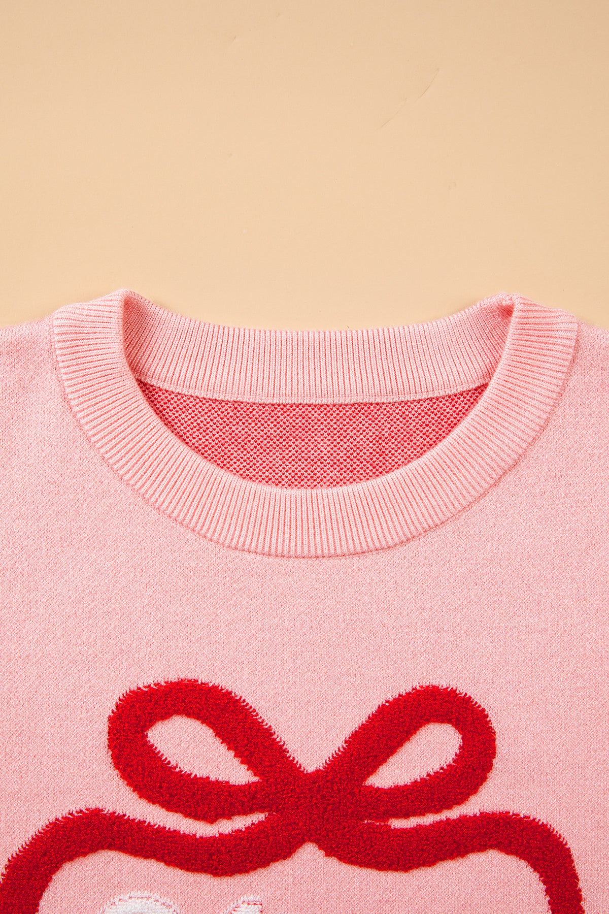 Gossamer Pink Drop Shoulder Round Neck Towel Embroidery Slogan Pullover Sweater-TOPS / DRESSES-[Adult]-[Female]-2022 Online Blue Zone Planet