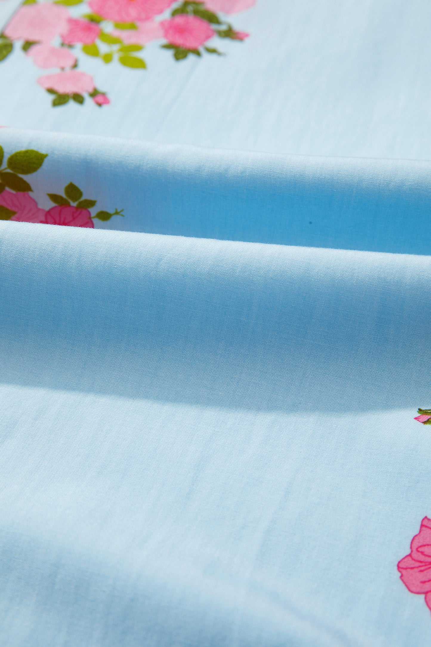Sky Blue Floral Printed Contrast Ricrac Detail Bubble Sleeve Dress-TOPS / DRESSES-[Adult]-[Female]-2022 Online Blue Zone Planet