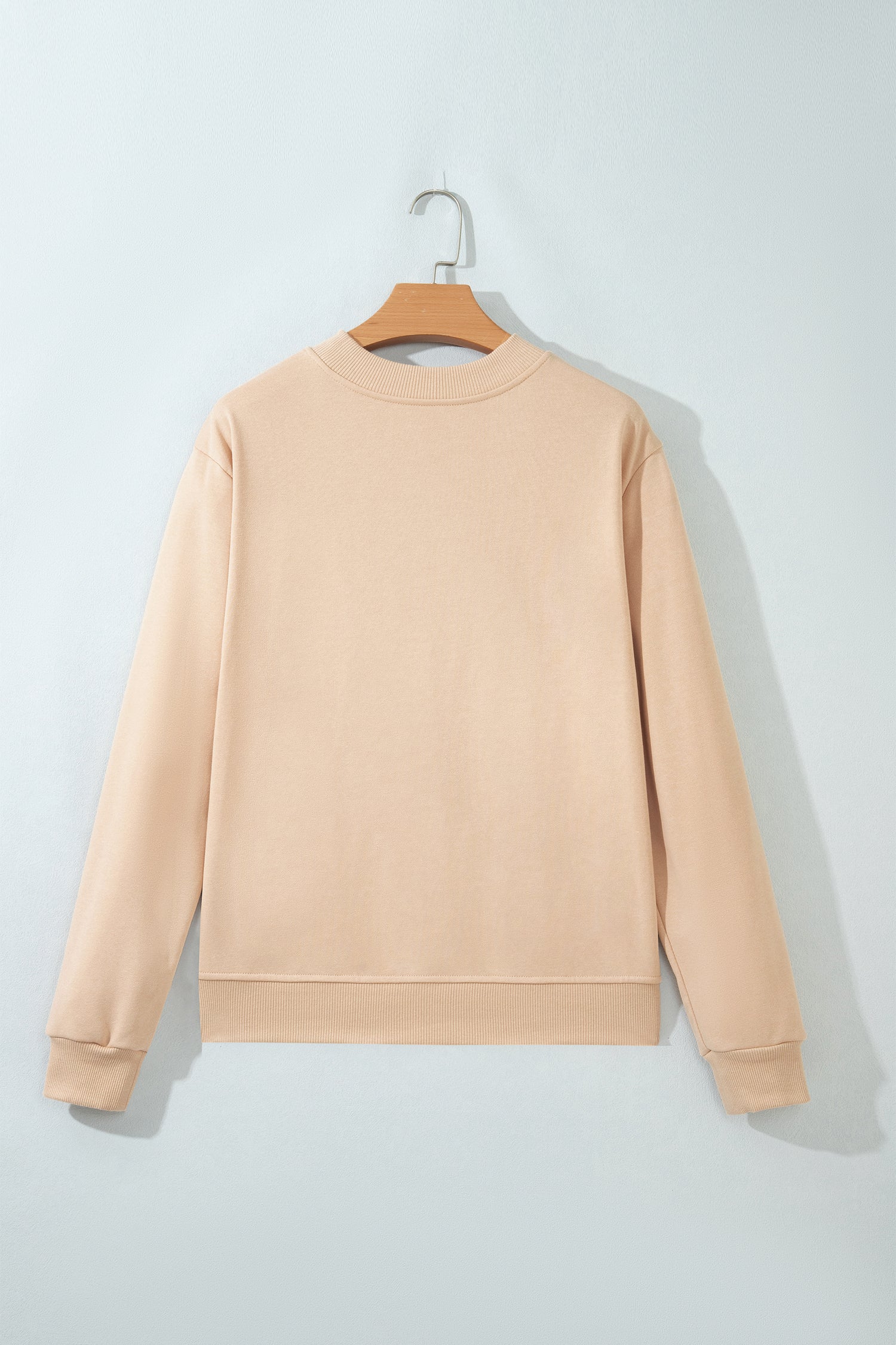 Light French Beige Western Embroidery Round Neck Pullover Long Sleeve Sweatshirt-Tops/Sweatshirts & Hoodies-[Adult]-[Female]-2022 Online Blue Zone Planet