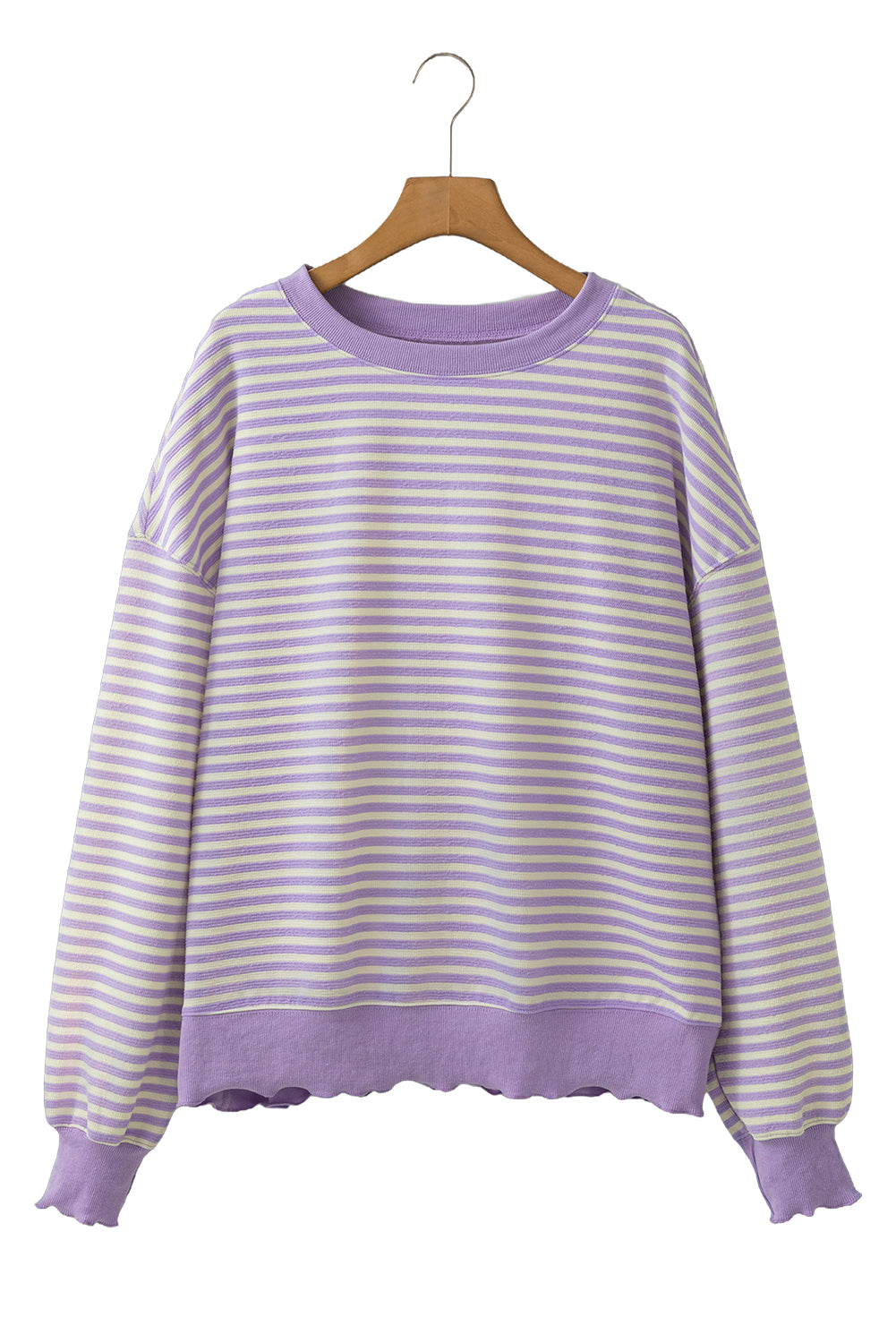 Blue Zone Planet | Green Stripe Drop Shoulder Long Sleeve Top-Long Sleeve Tops-[Adult]-[Female]-2022 Online Blue Zone Planet