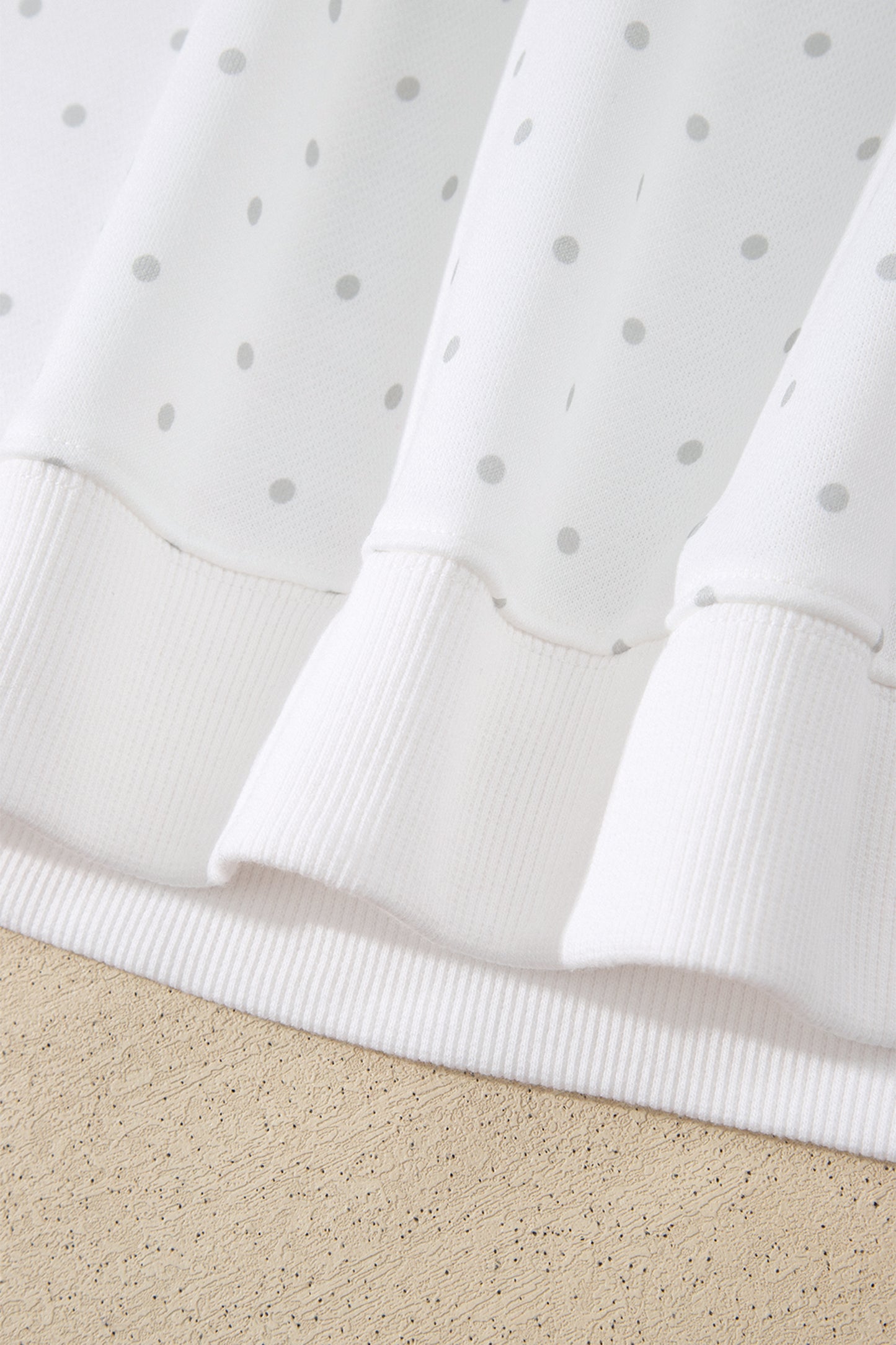 White Polka Dot Print Side Stripe Detail Casual Sweatshirt 2pcs Short Set-Two Piece Sets/Short Sets-[Adult]-[Female]-2022 Online Blue Zone Planet