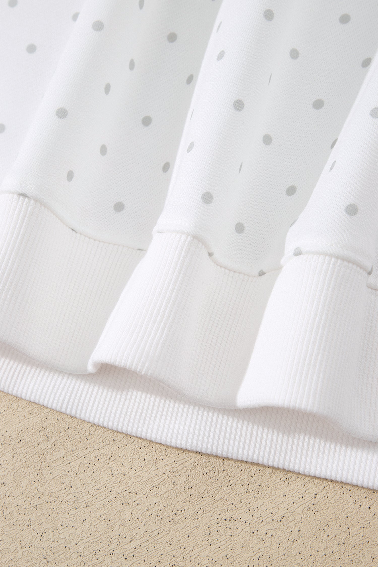 White Polka Dot Print Side Stripe Detail Casual Sweatshirt 2pcs Short Set-Two Piece Sets/Short Sets-[Adult]-[Female]-2022 Online Blue Zone Planet