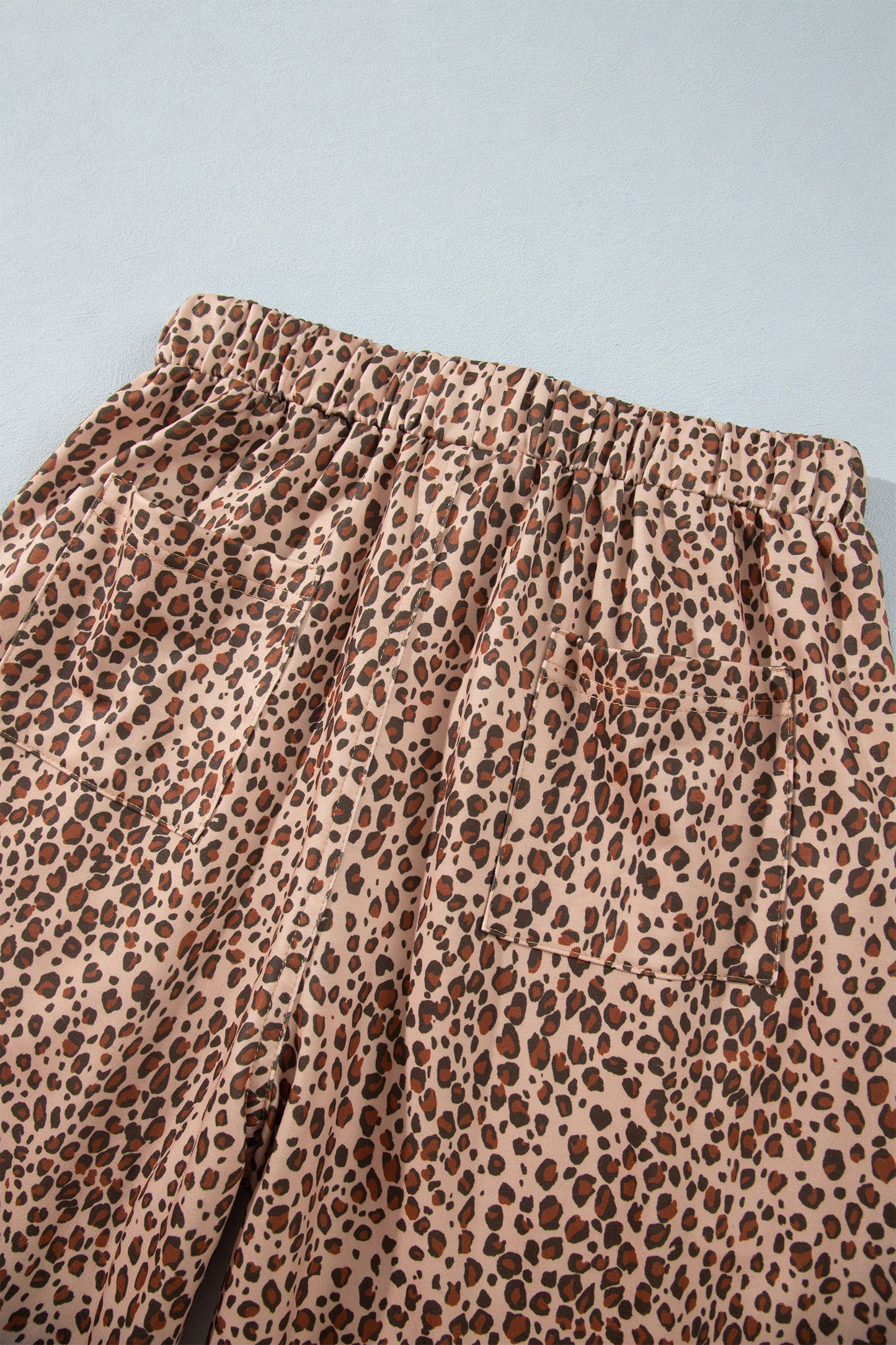 Khaki Leopard Print Drawstring Waist Patch Pockets Pants-Bottoms/Pants & Culotte-[Adult]-[Female]-2022 Online Blue Zone Planet