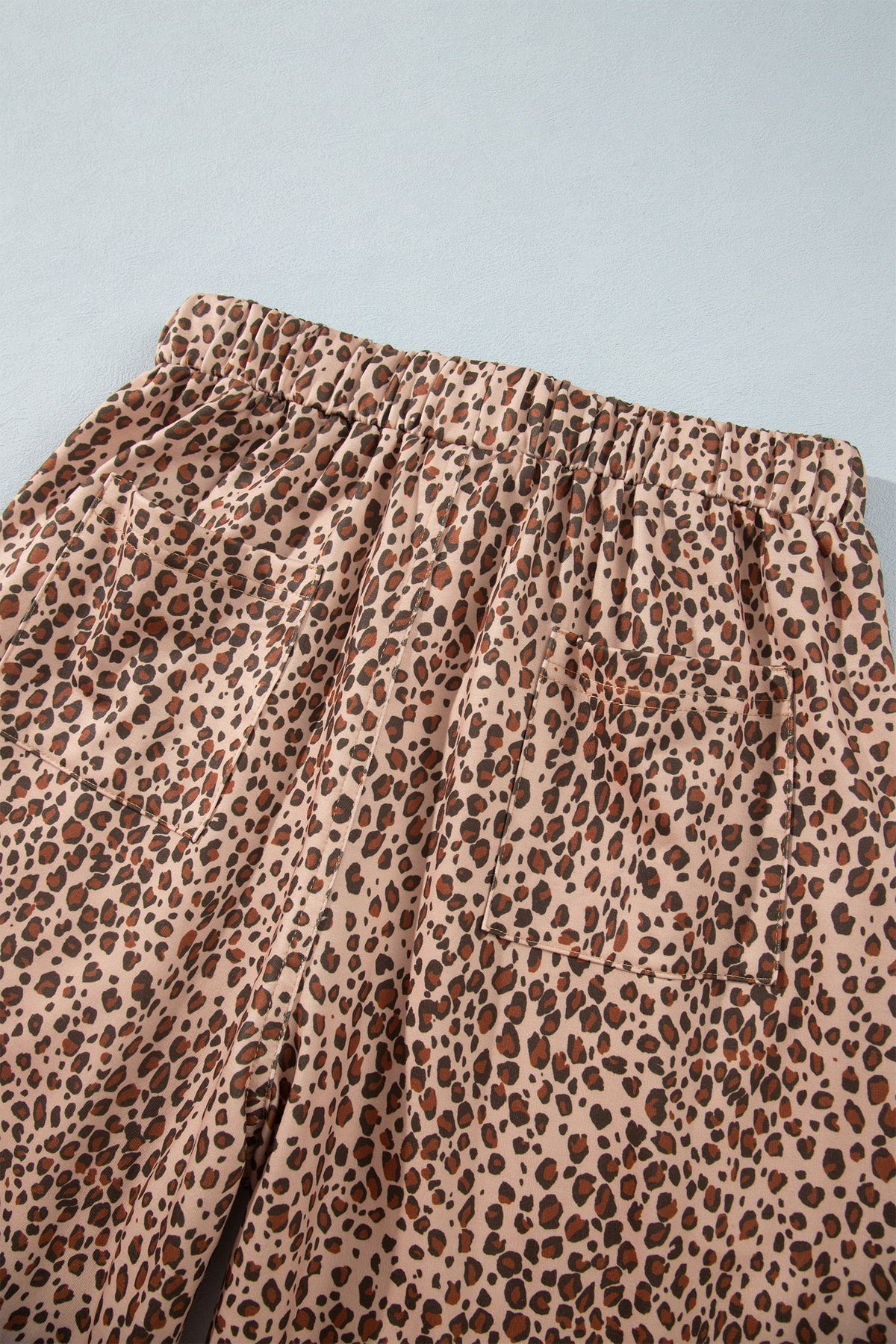 Khaki Leopard Print Drawstring Waist Patch Pockets Pants-Bottoms/Pants & Culotte-[Adult]-[Female]-2022 Online Blue Zone Planet