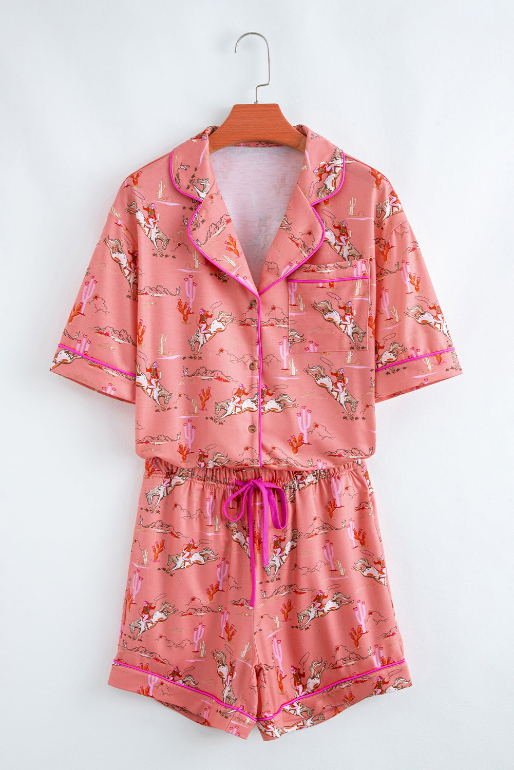Blossom Cowgirl Country Print Pajamas Set-Loungewear & Sleepwear/Sleepwear-[Adult]-[Female]-2022 Online Blue Zone Planet