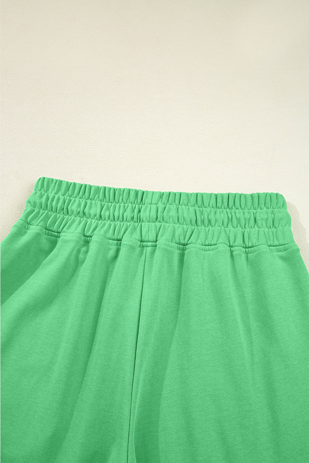 Bright Green Drop Shoulder Puff Sleeve Crop Pullover Drawstring Wide Leg Pants Set-Two Piece Sets/Pant Sets-[Adult]-[Female]-2022 Online Blue Zone Planet