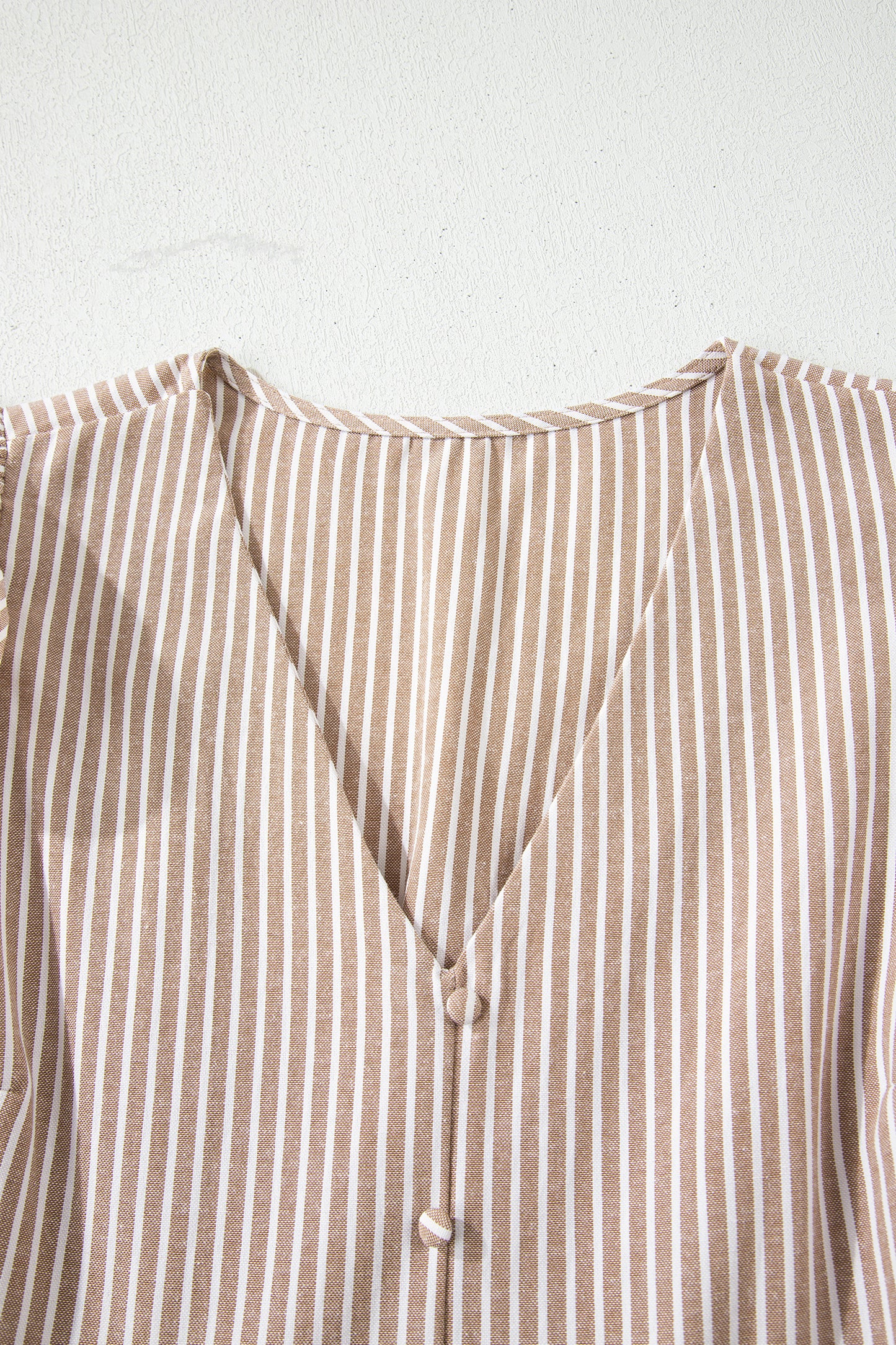 Khaki Stripe Flutter Sleeve Buttoned Front Slit Maxi Dress-TOPS / DRESSES-[Adult]-[Female]-2022 Online Blue Zone Planet