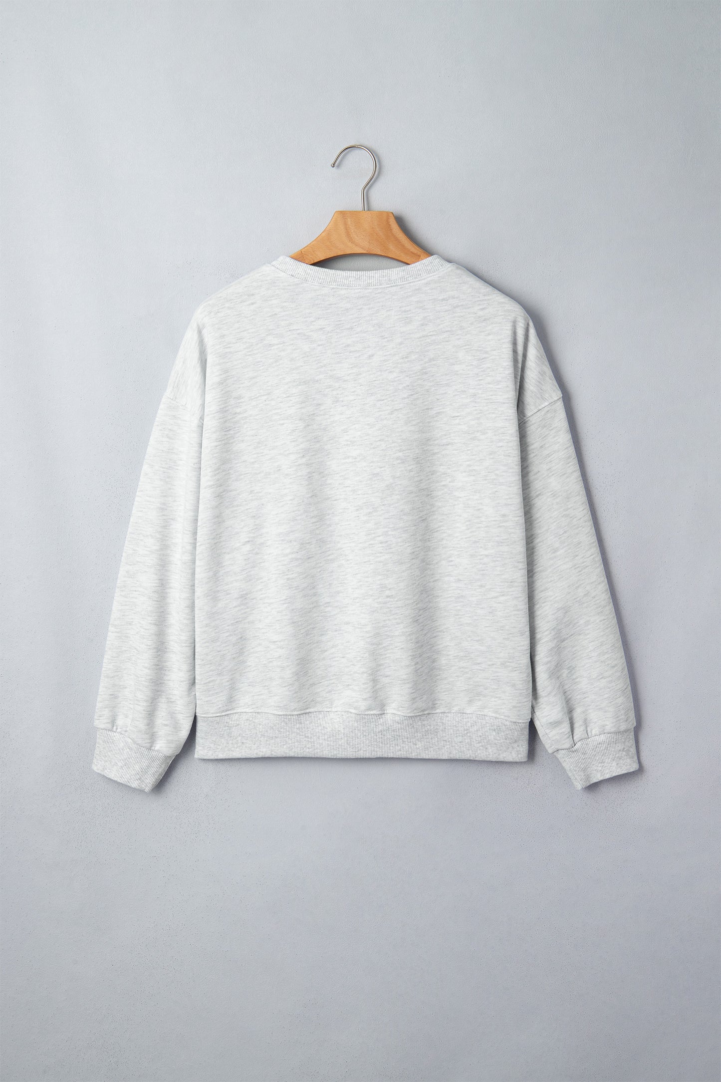 Light Grey Game Day Letter Embroidery Long Sleeve Round Neck Sweatshirt-Tops/Sweatshirts & Hoodies-[Adult]-[Female]-2022 Online Blue Zone Planet