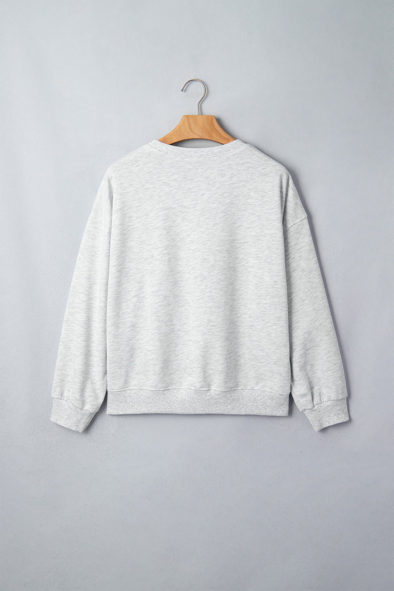 Light Grey Game Day Letter Embroidery Long Sleeve Round Neck Sweatshirt-Tops/Sweatshirts & Hoodies-[Adult]-[Female]-2022 Online Blue Zone Planet