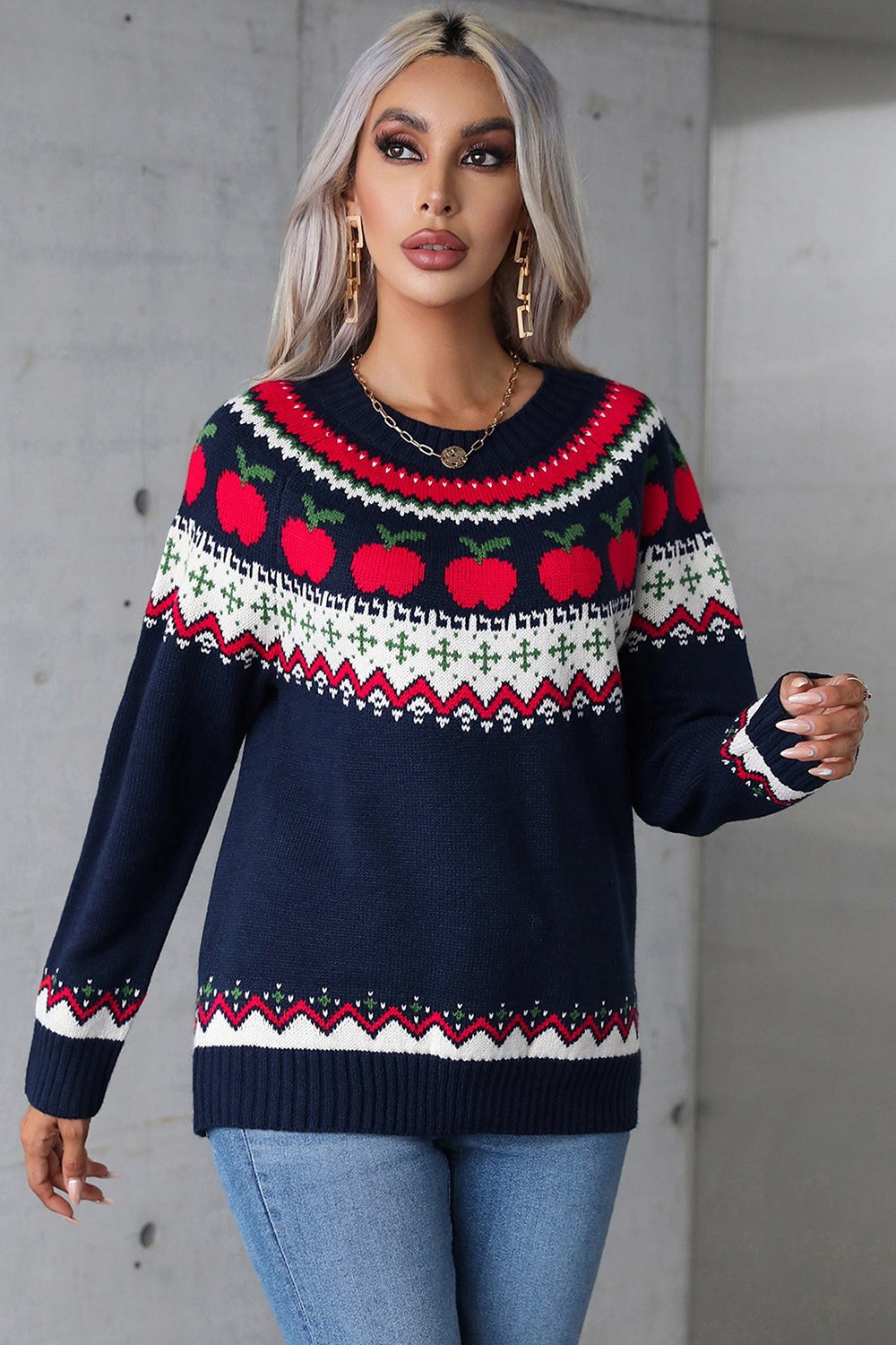 Angel Wings Graphic Round Neck Long Sleeve Sweater-TOPS / DRESSES-[Adult]-[Female]-2022 Online Blue Zone Planet