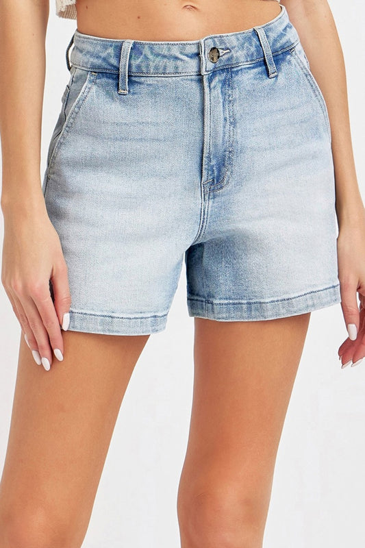 Blue Zone Planet | Risen Full Size High Rise Denim Shorts-TOPS / DRESSES-[Adult]-[Female]-Light-S-2022 Online Blue Zone Planet