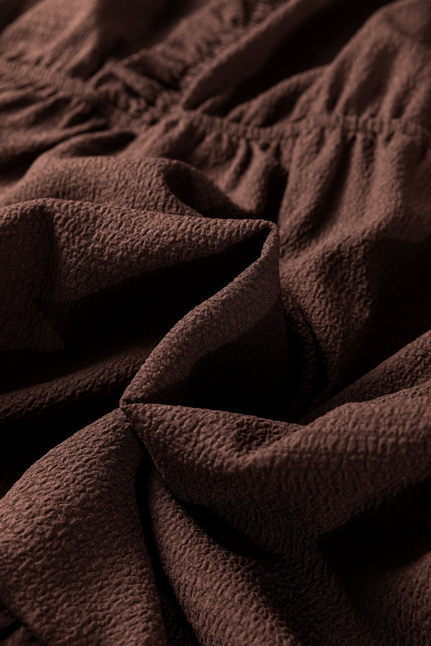 Coffee Plus Size Frilled Trim V Neck Puff Sleeve Textured Mini Dress-TOPS / DRESSES-[Adult]-[Female]-2022 Online Blue Zone Planet