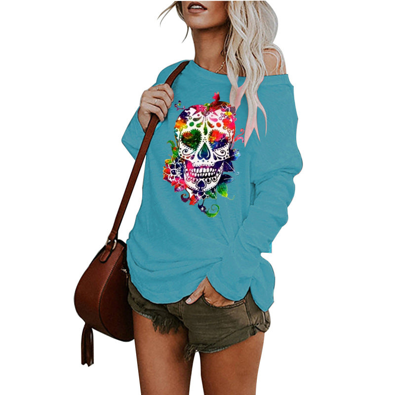 New personality skull long-sleeved top BLUE ZONE PLANET