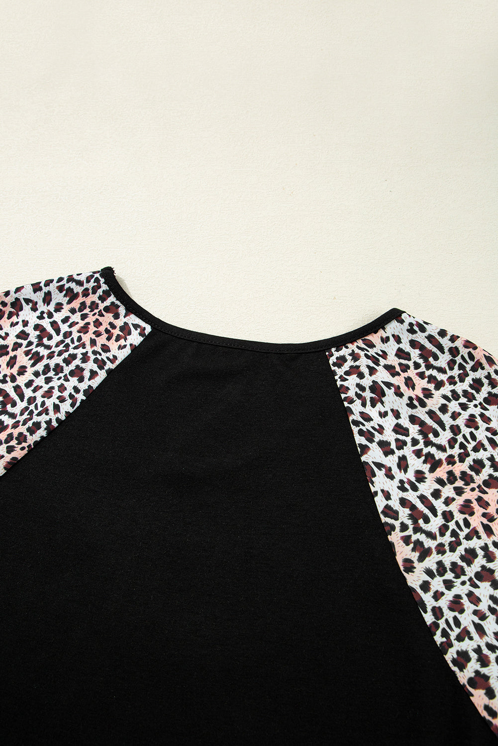 Black Leopard Ruffle Patchwork Sleeve Plus Size Summer Top-Plus Size/Plus Size Tops/Plus Size Tops & Tees-[Adult]-[Female]-2022 Online Blue Zone Planet