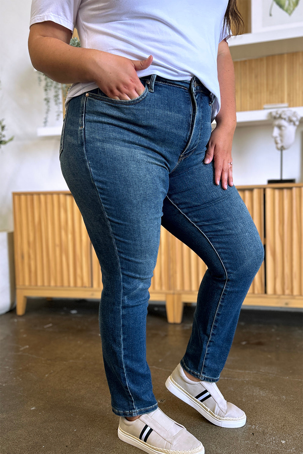 Blue Zone Planet | Judy Blue Full Size Tummy Control High Waist Slim Jeans-TOPS / DRESSES-[Adult]-[Female]-2022 Online Blue Zone Planet