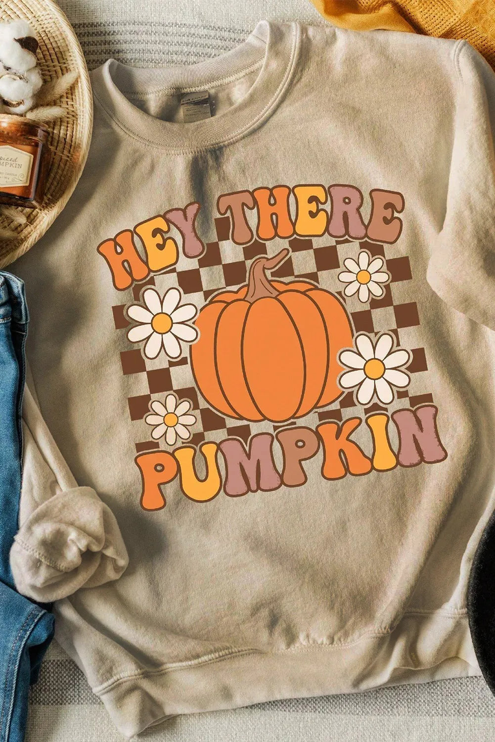 Pumpkin Graphic Long Sleeve Sweatshirt-TOPS / DRESSES-[Adult]-[Female]-2022 Online Blue Zone Planet