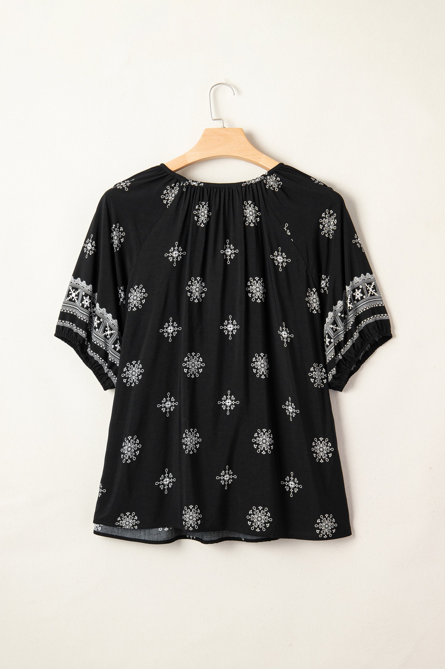 Yellow Boho Chic Notched V Neck Plus Floral Short Sleeve Top-Plus Size/Plus Size Tops/Plus Size Blouses & Shirts-[Adult]-[Female]-2022 Online Blue Zone Planet
