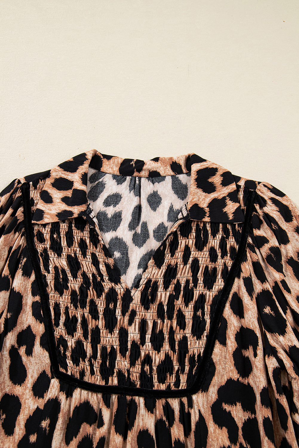 Brown Leopard Print Smocked Detail Flowy Midi Dress-TOPS / DRESSES-[Adult]-[Female]-2022 Online Blue Zone Planet