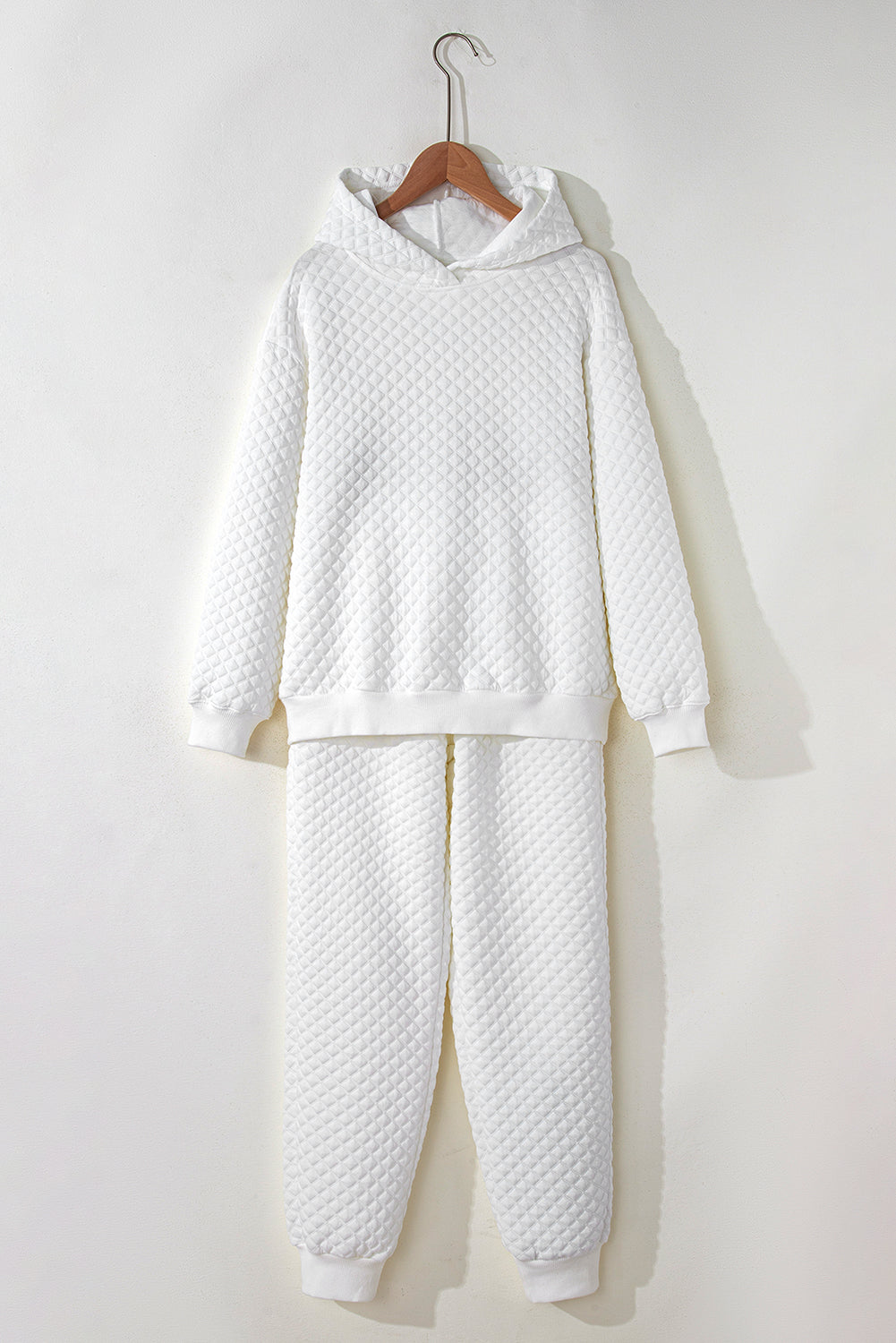 Blue Zone Planet | White Quilted Hoodie and Sweatpants Two Piece Set-TOPS / DRESSES-[Adult]-[Female]-2022 Online Blue Zone Planet