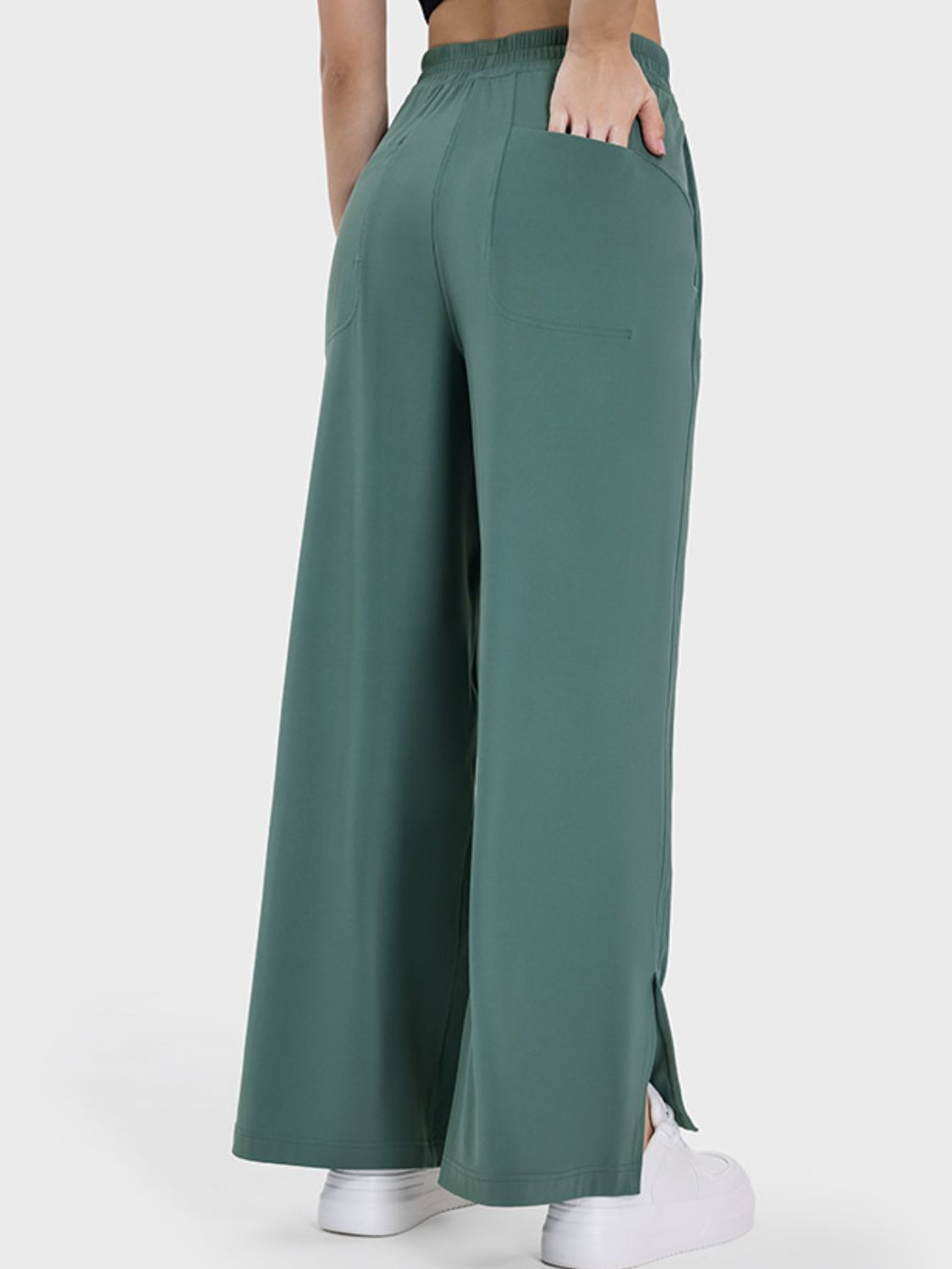 Millennia Slit Wide Leg Active Pants-BOTTOMS SIZES SMALL MEDIUM LARGE-[Adult]-[Female]-2022 Online Blue Zone Planet