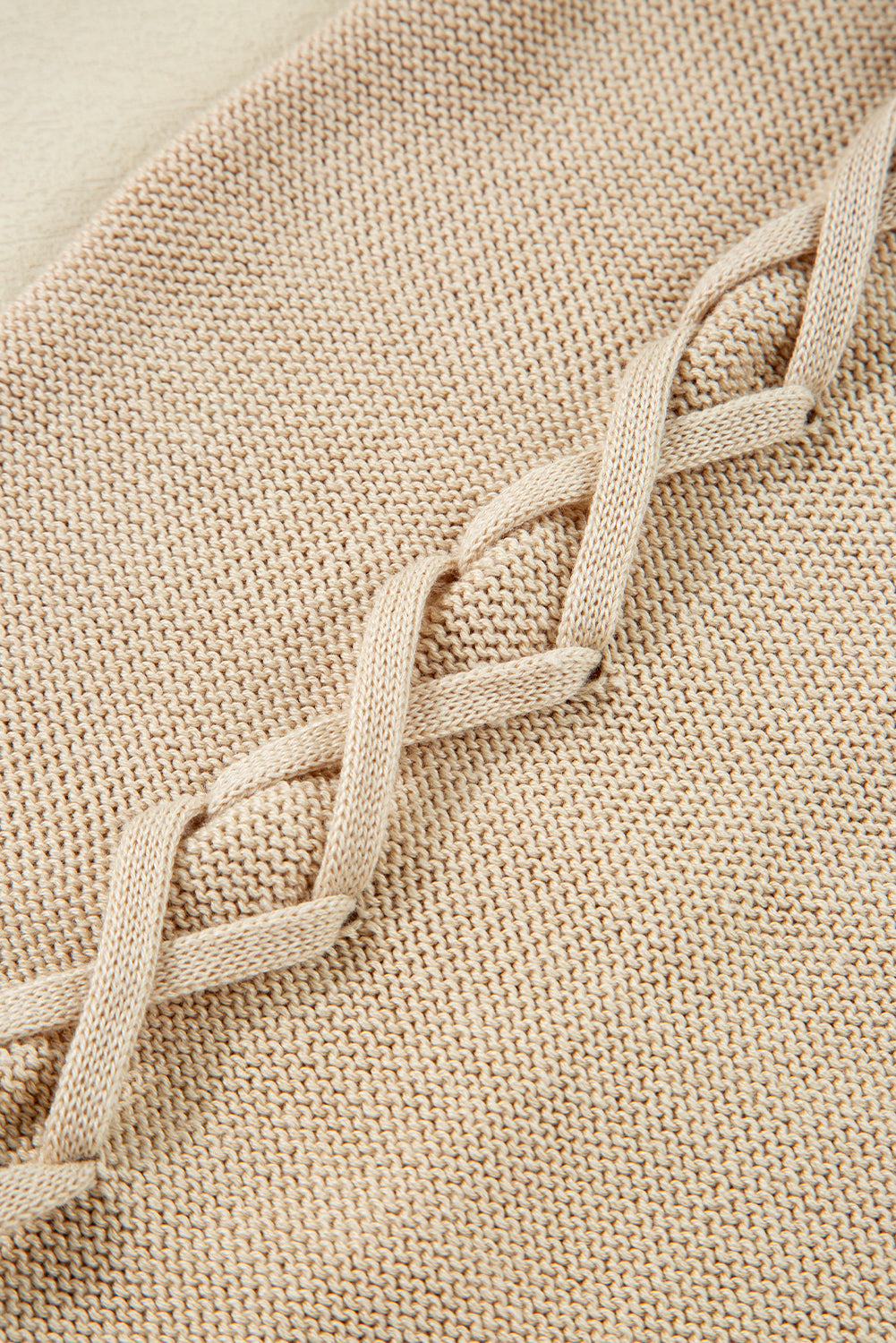 Parchment Cable Knit Braided Tie Sleeve Plus Size Open Cardigan-Plus Size/Plus Size Sweaters & Cardigans-[Adult]-[Female]-2022 Online Blue Zone Planet