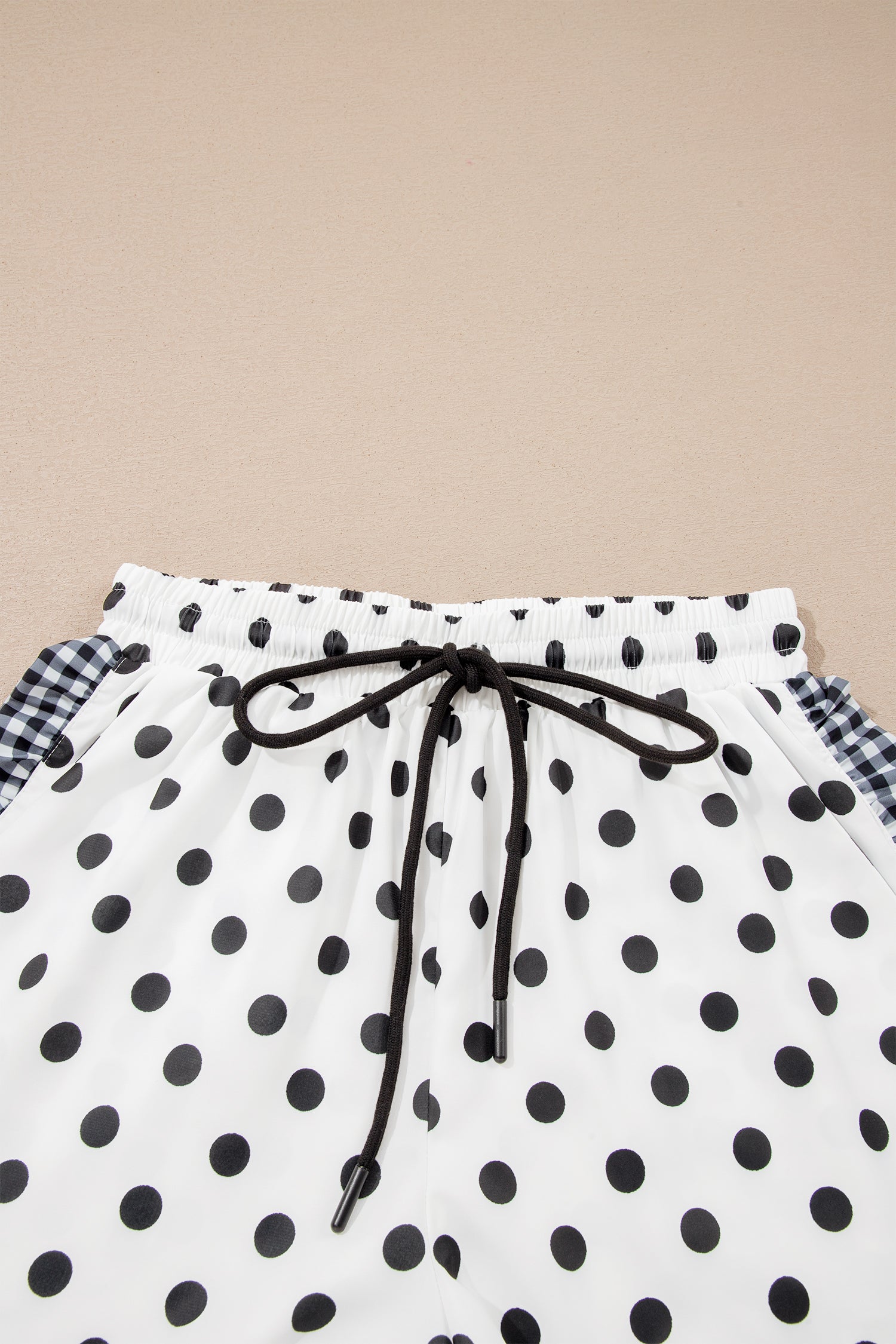White Polka Dot Contrast Ruffle Trim Shorts-Bottoms/Casual Shorts-[Adult]-[Female]-2022 Online Blue Zone Planet