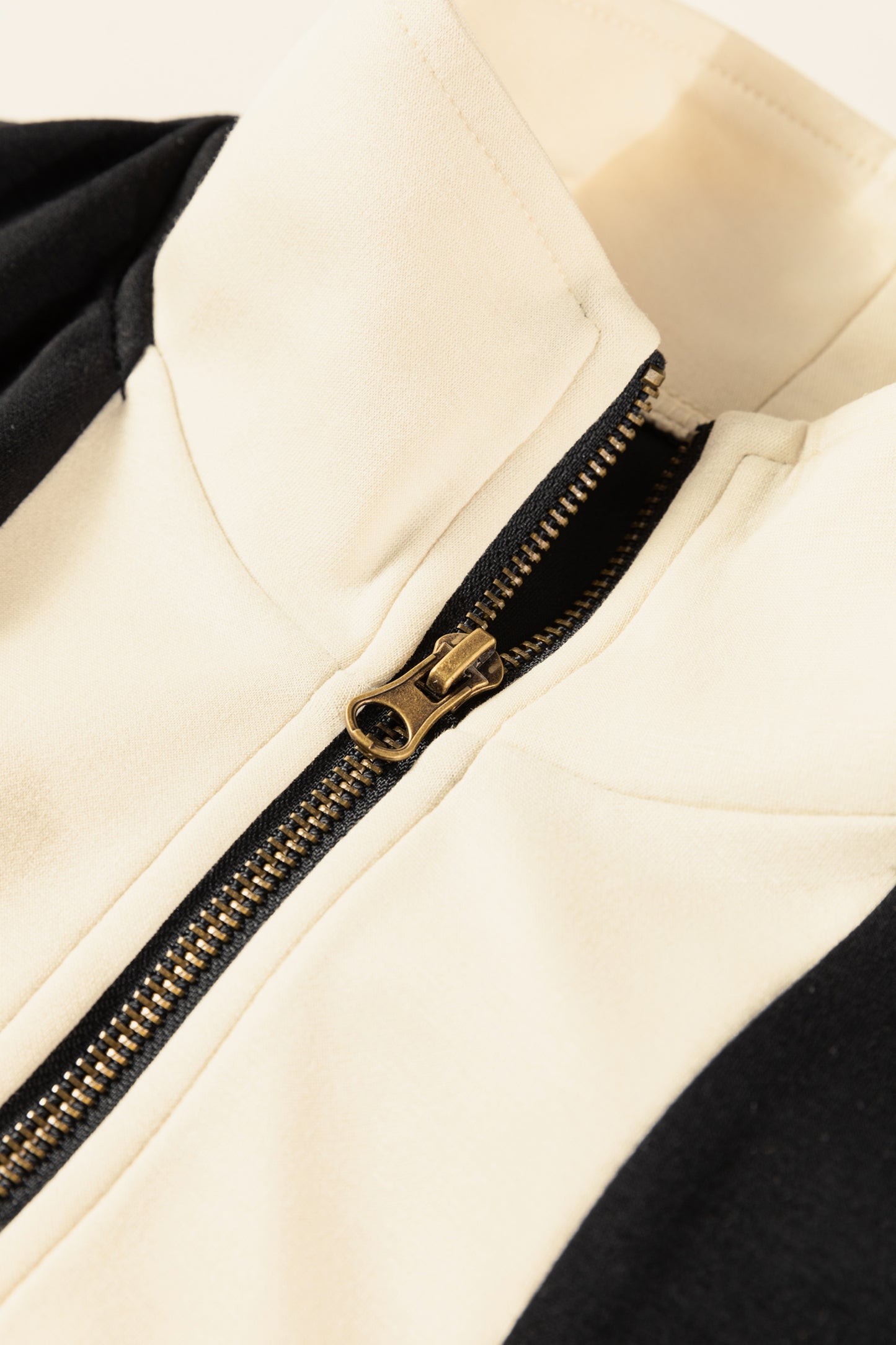 Black Two-tone Long Sleeve Zipped Front Casual Romper-Bottoms/Jumpsuits & Rompers-[Adult]-[Female]-2022 Online Blue Zone Planet