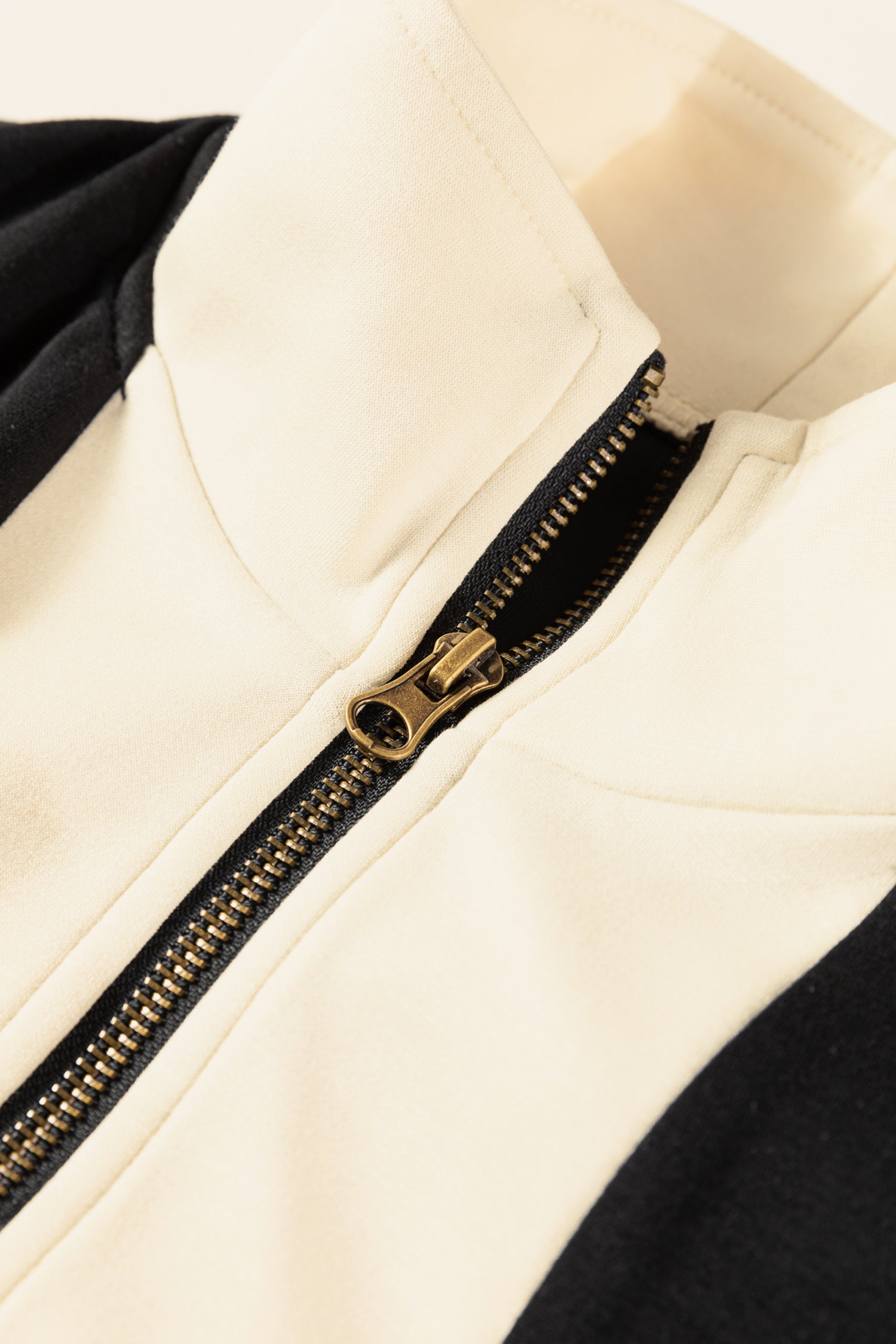 Black Two-tone Long Sleeve Zipped Front Casual Romper-Bottoms/Jumpsuits & Rompers-[Adult]-[Female]-2022 Online Blue Zone Planet