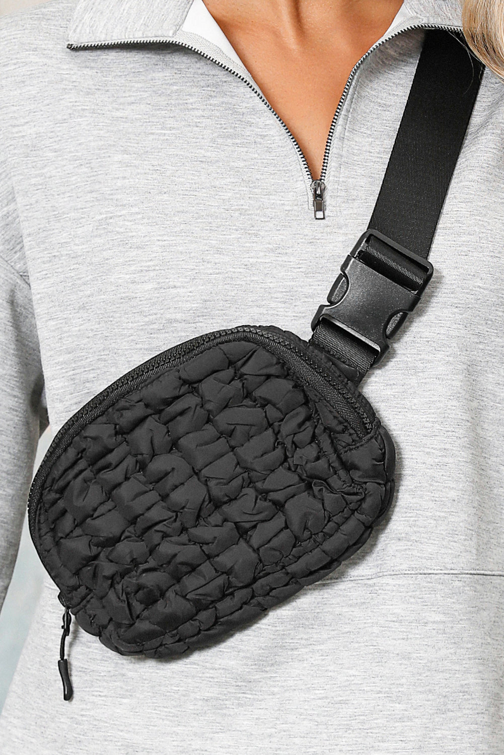 White Quilted Puffer Belt Zipper Crossbody Bags-Crossbody Bags-[Adult]-[Female]-2022 Online Blue Zone Planet