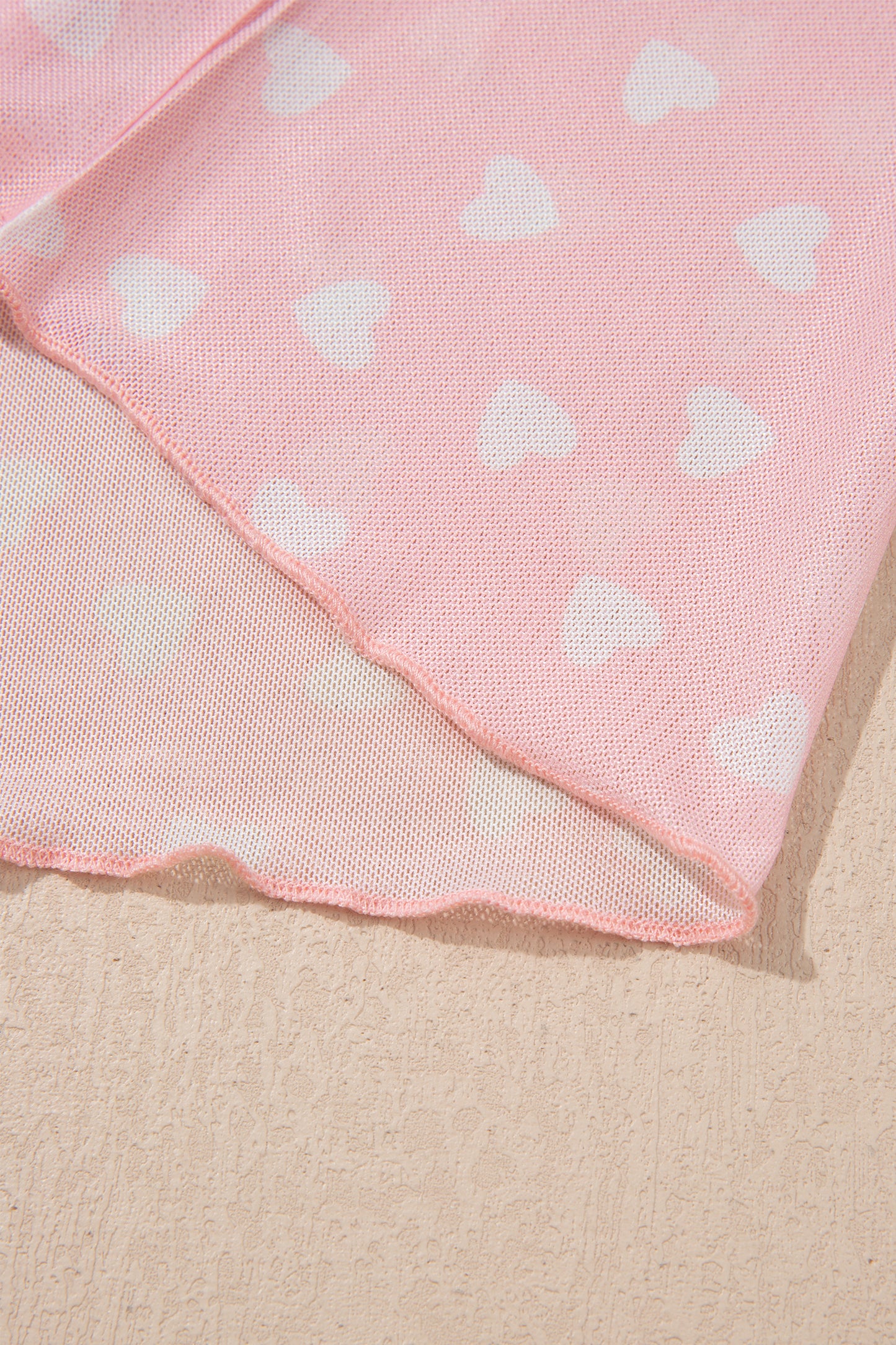 Pink Allover Heart Print Mesh Short Sleeve Top-Tops/Tops & Tees-[Adult]-[Female]-2022 Online Blue Zone Planet